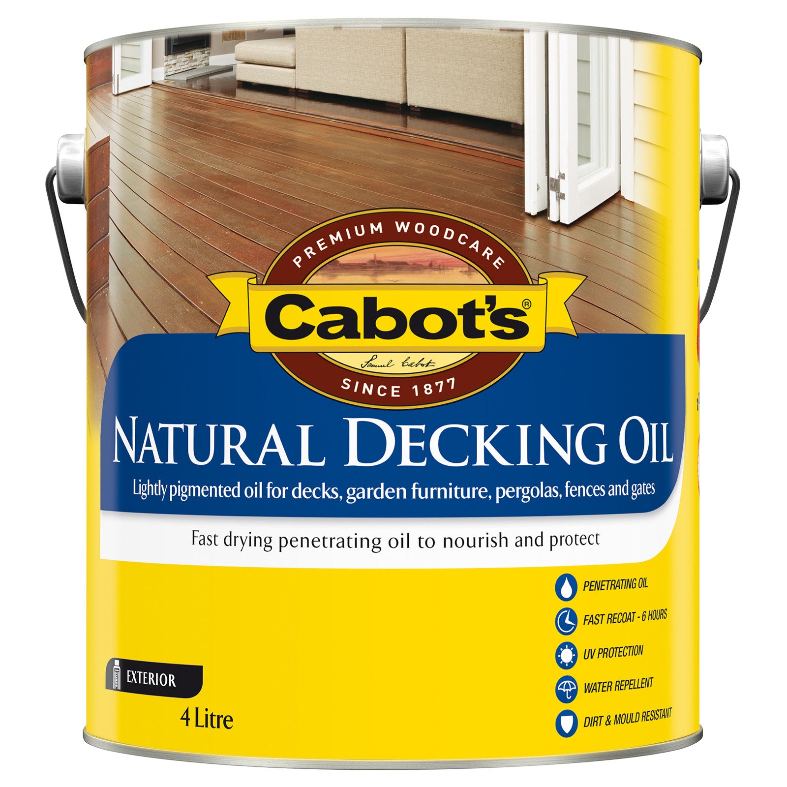 Cabot's Jarrah Natural Decking Oil 4L Oil Based UV Resistant Water Repellent