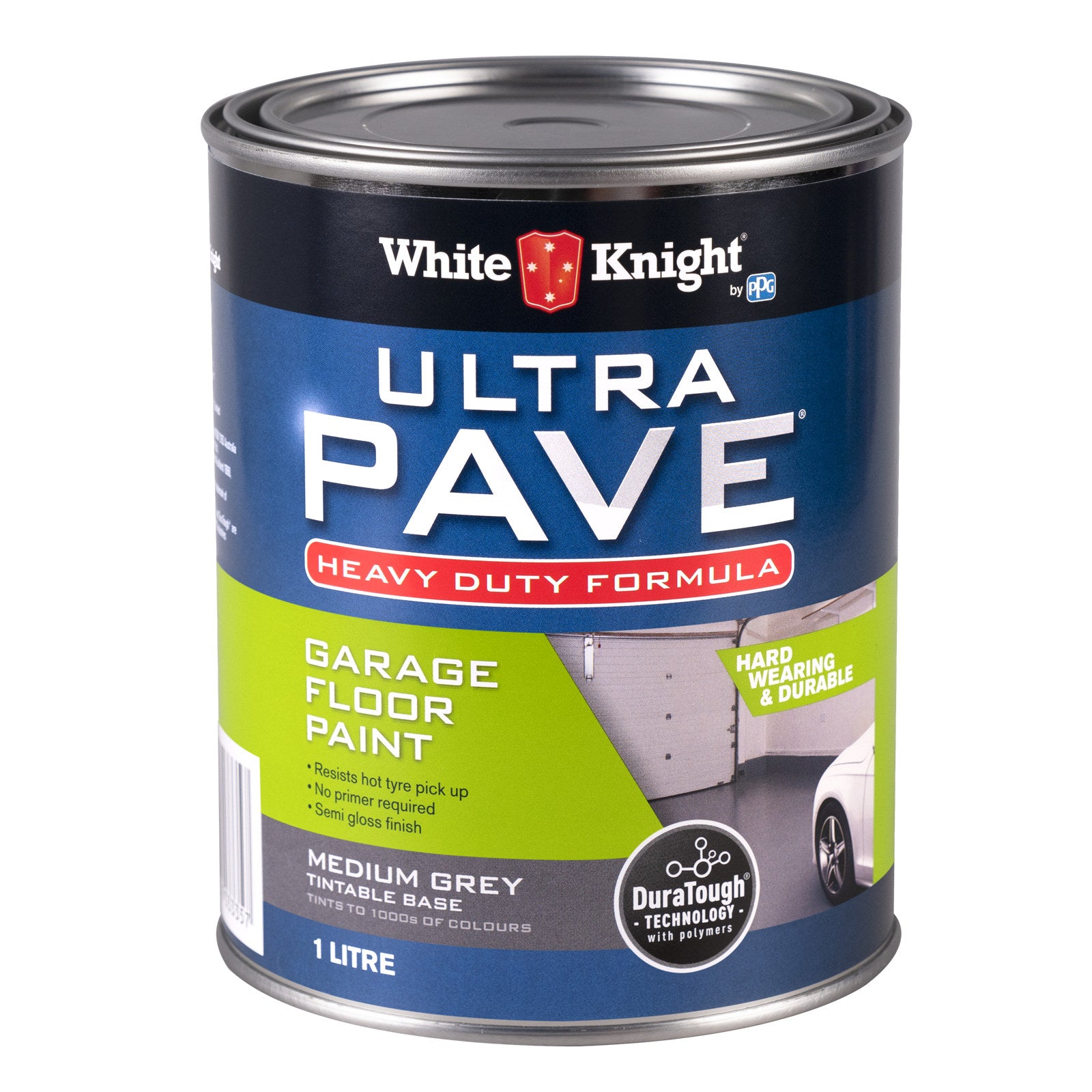 White Knight Ultra Pave 1L Medium Grey Heavy Duty Garage Floor Paint - UV Resistant, 16m2/L