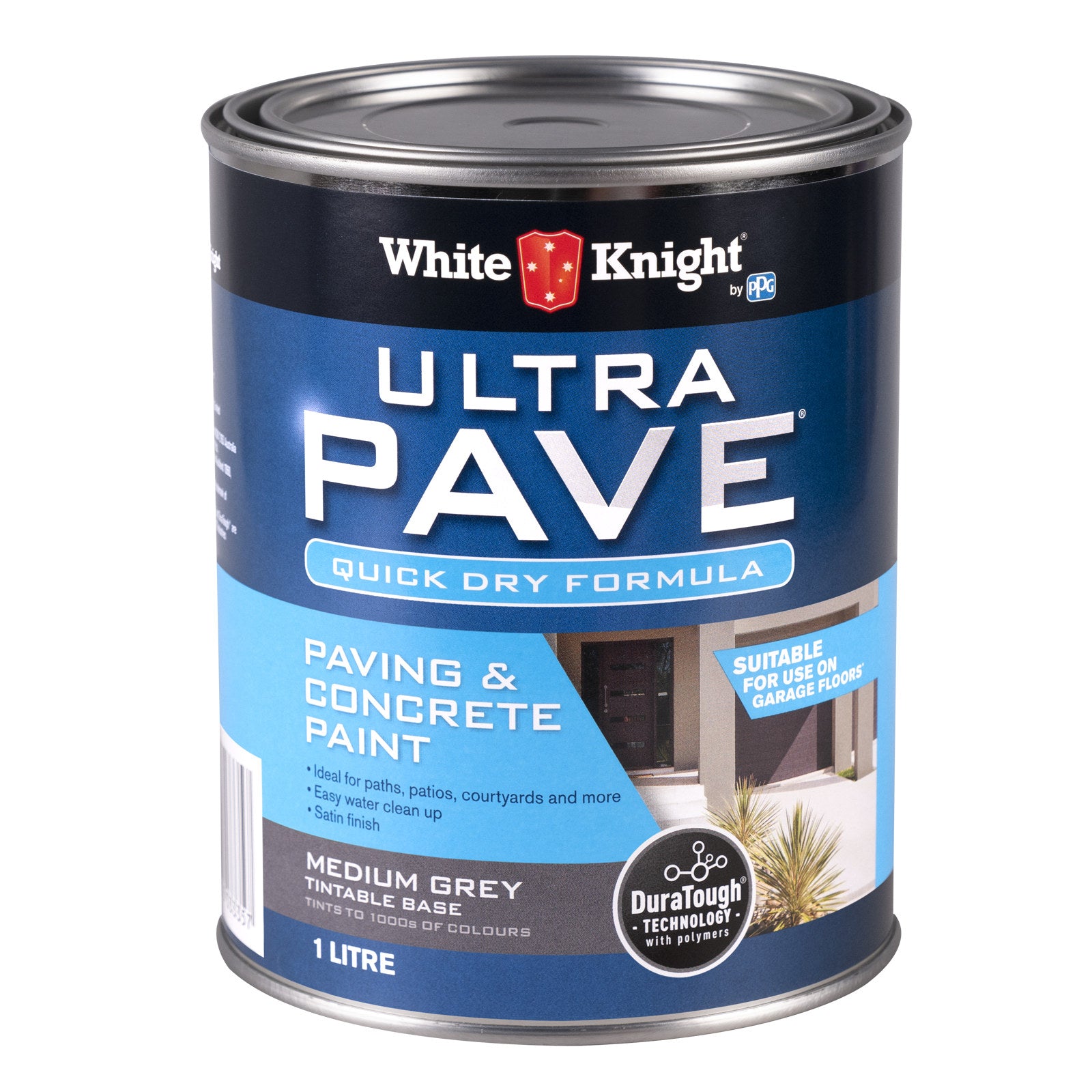 White Knight Ultra Pave 1L Medium Grey Quick Dry Paving & Concrete Paint - Water Based, UV Resistant, Recoat 2hrs