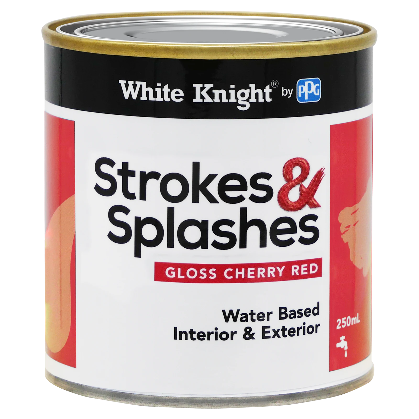 White Knight 250ml Cherry Red Strokes & Splashes Craft Paint, Water Based, Indoor Outdoor