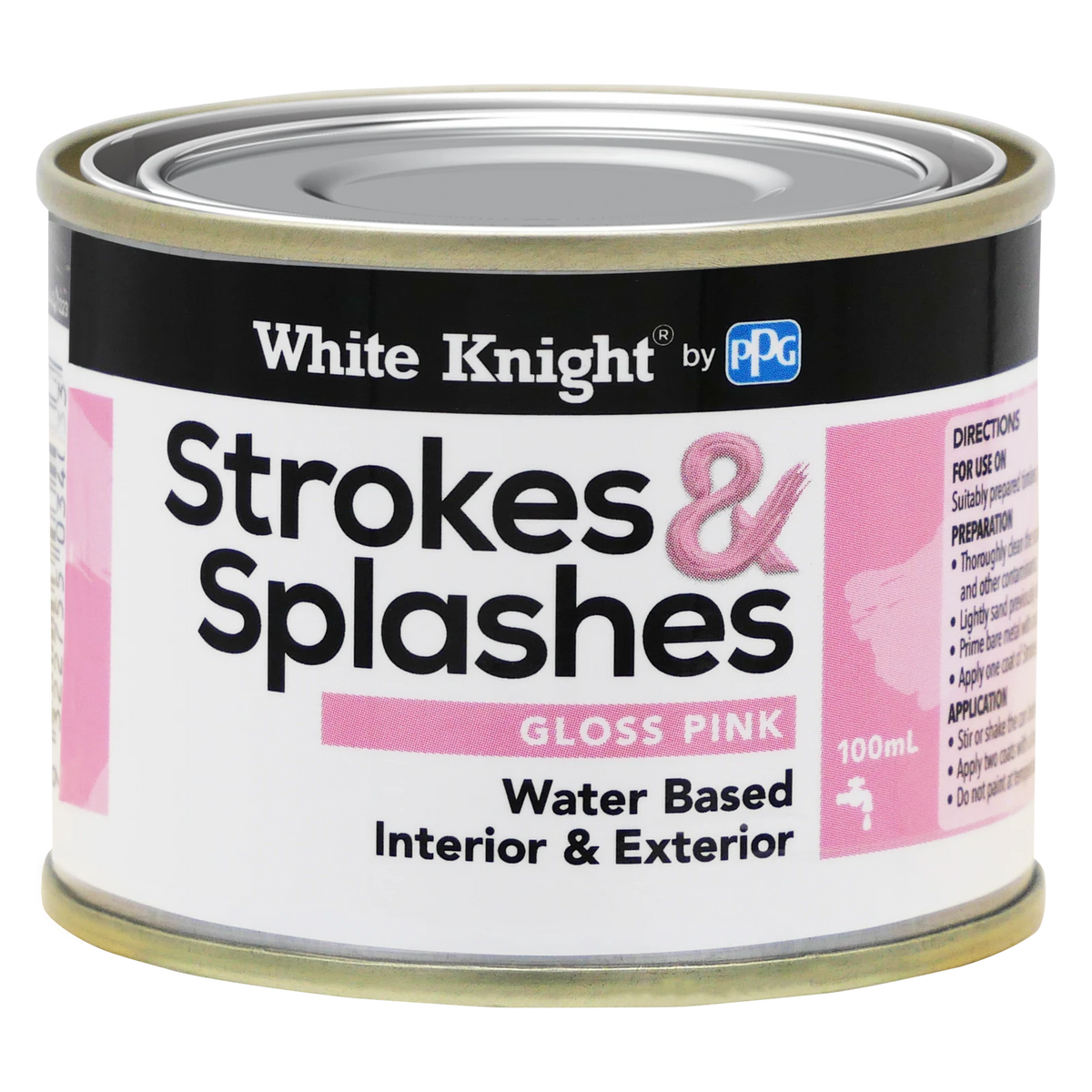 White Knight Strokes & Splashes 100ml Pink Gloss Water-Based Craft Paint