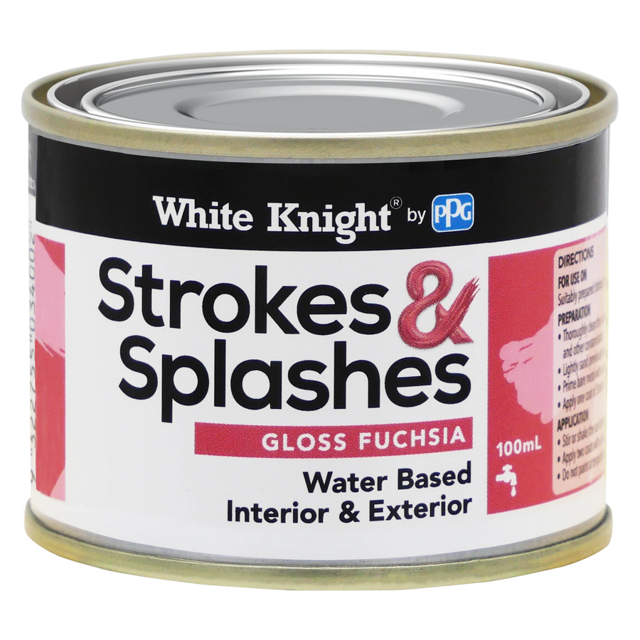 White Knight Strokes & Splashes 100ml Fuchsia Gloss Water-Based Craft Paint