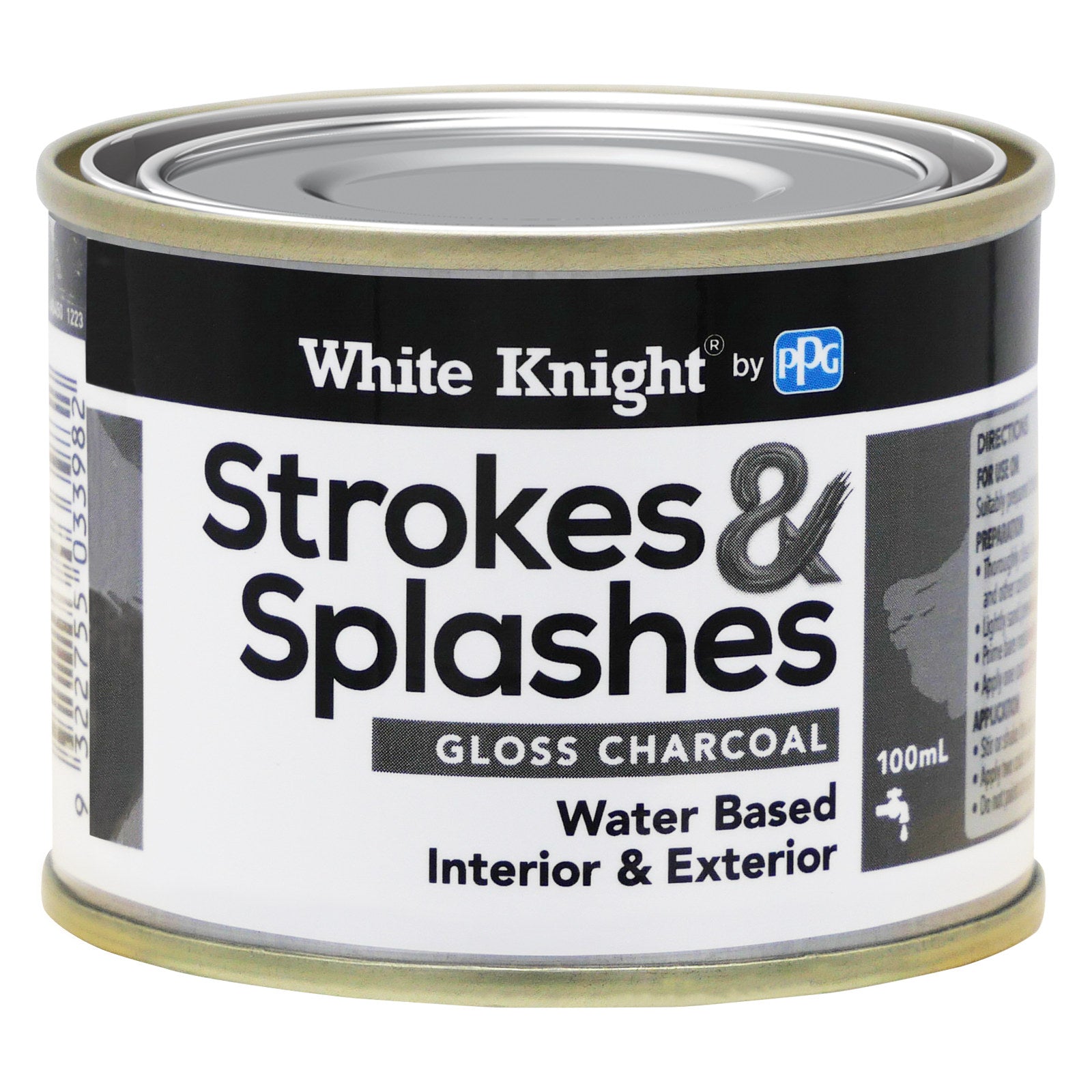 White Knight Strokes And Splashes Paint 100ml Charcoal