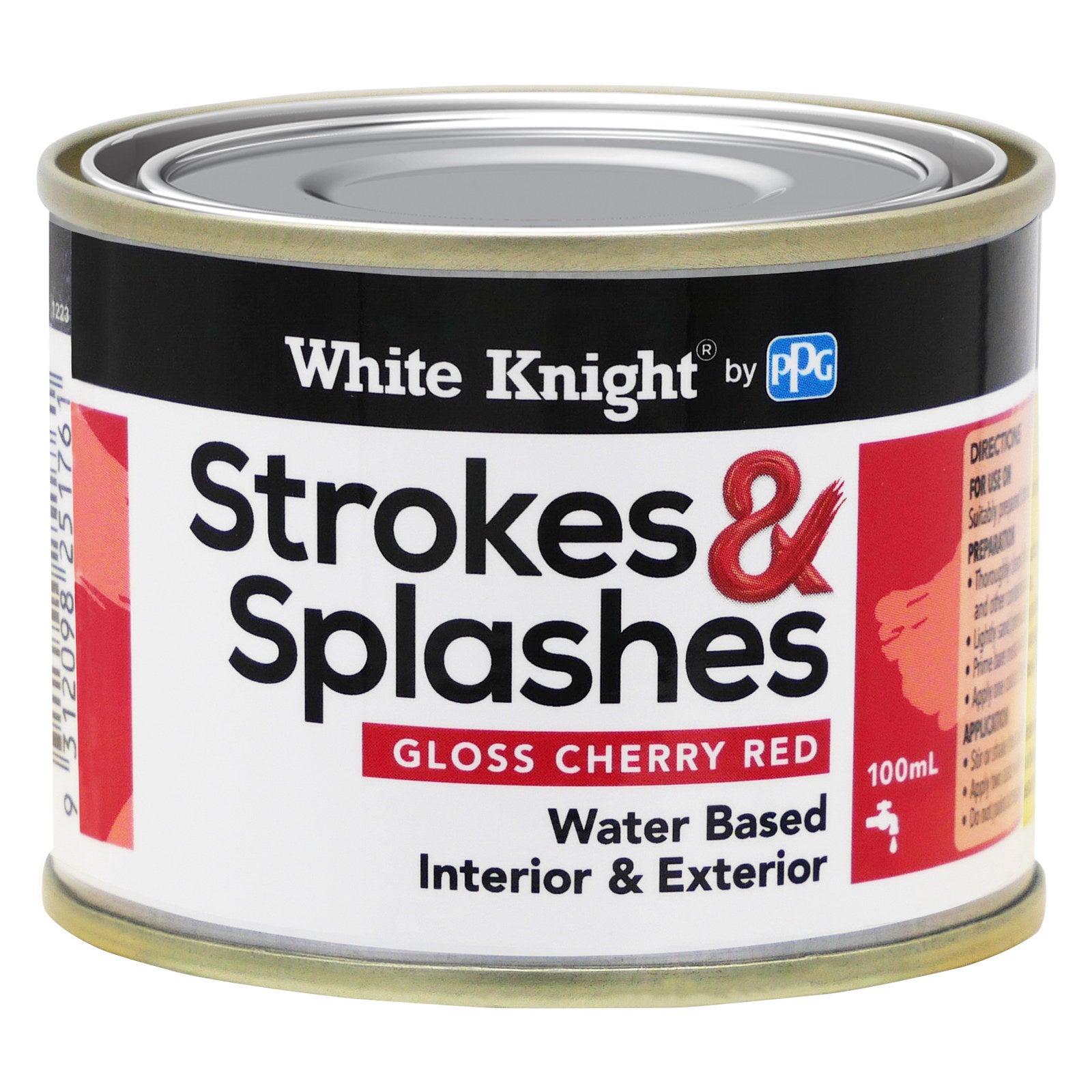 White Knight Strokes and Splashes Paint 100ml - Cherry Red Water Based, Indoor & Outdoor Craft Paint