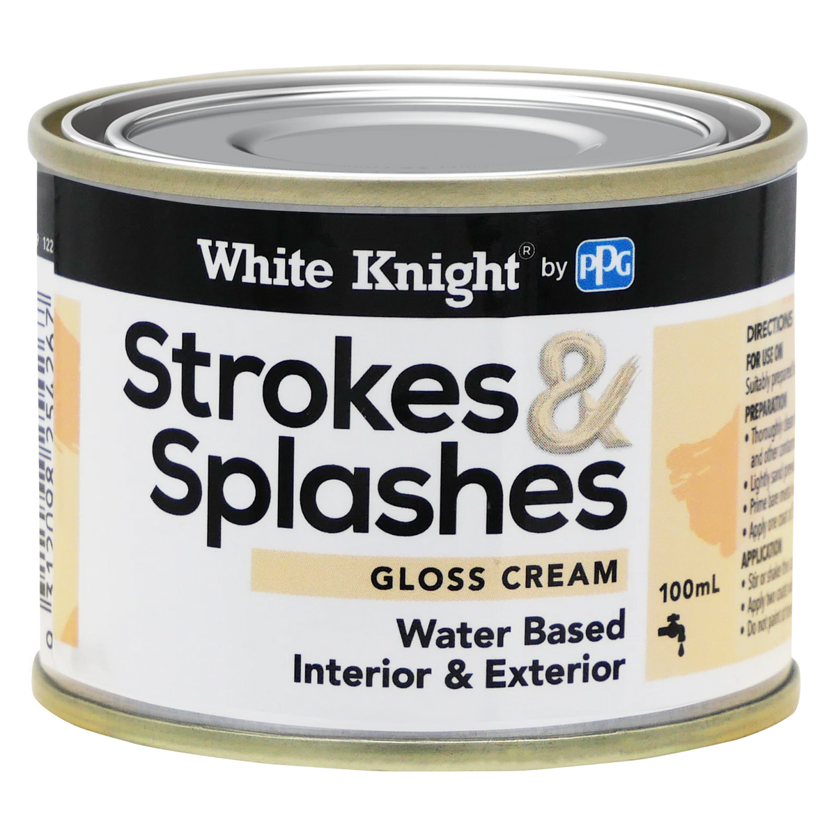 White Knight Strokes & Splashes 100ml Cream Water-Based Craft Paint Indoor Outdoor