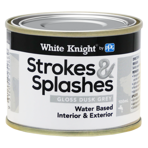White Knight Strokes & Splashes 100ml Dusk Grey Water-Based Craft Paint Indoor Outdoor