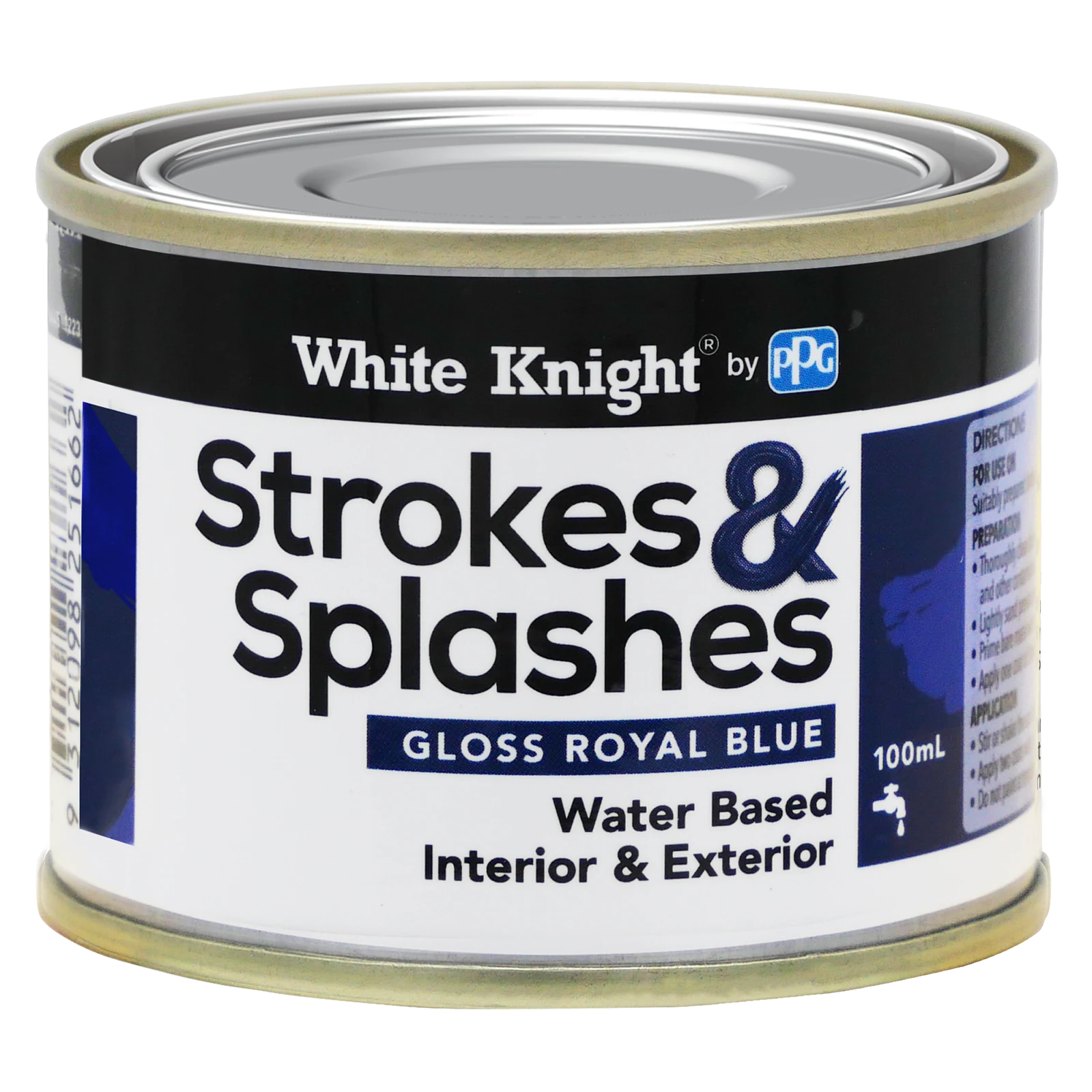 White Knight Strokes & Splashes 100ml Royal Blue Paint - Interior/Exterior