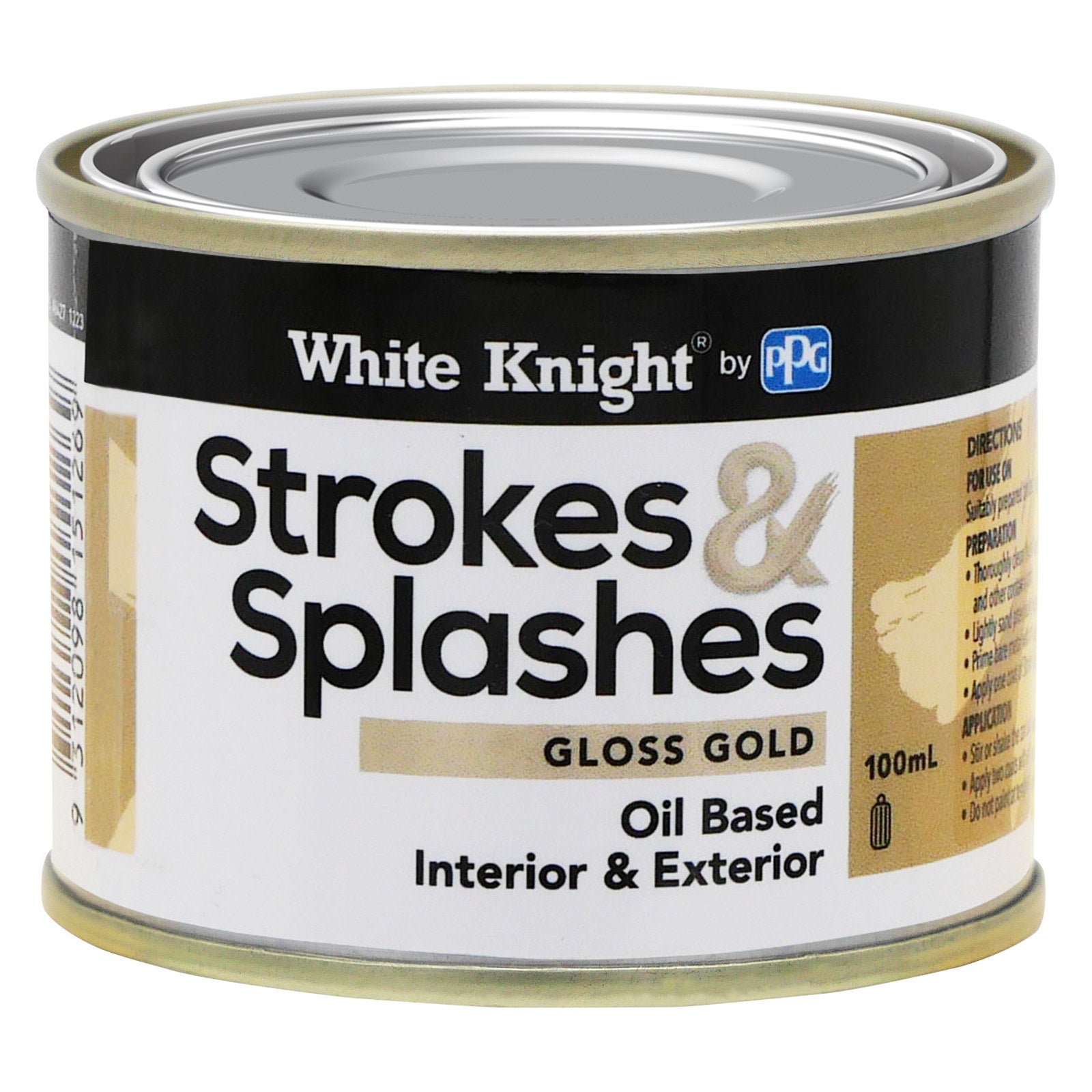 White Knight 100ml Gold Strokes & Splashes Oil-Based Decorative Paint