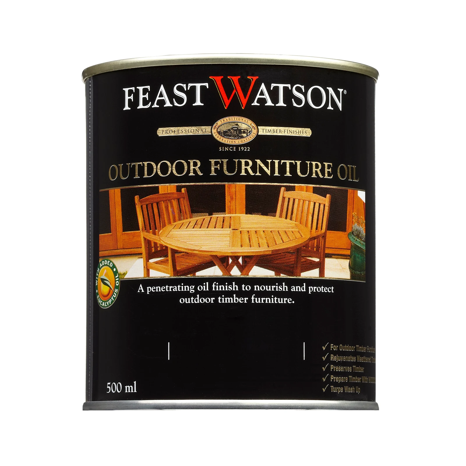 Feast Watson Outdoor Furniture Oil 500ml Hardwood UV Resistant Waterproof