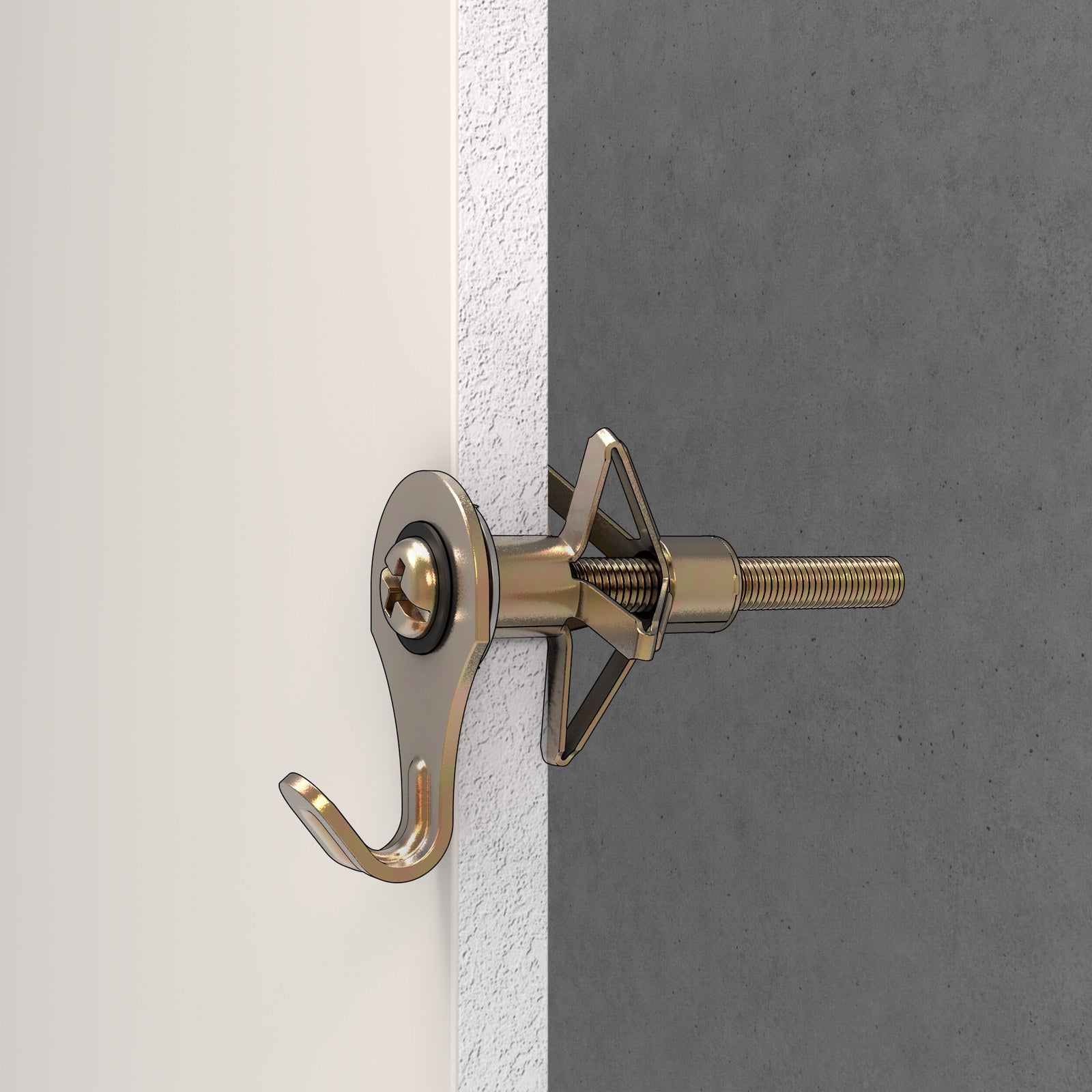 Ramset M4 Hollow Wall Anchor with Hook, Gold Passivated Zinc Plated Steel - 2 Pack