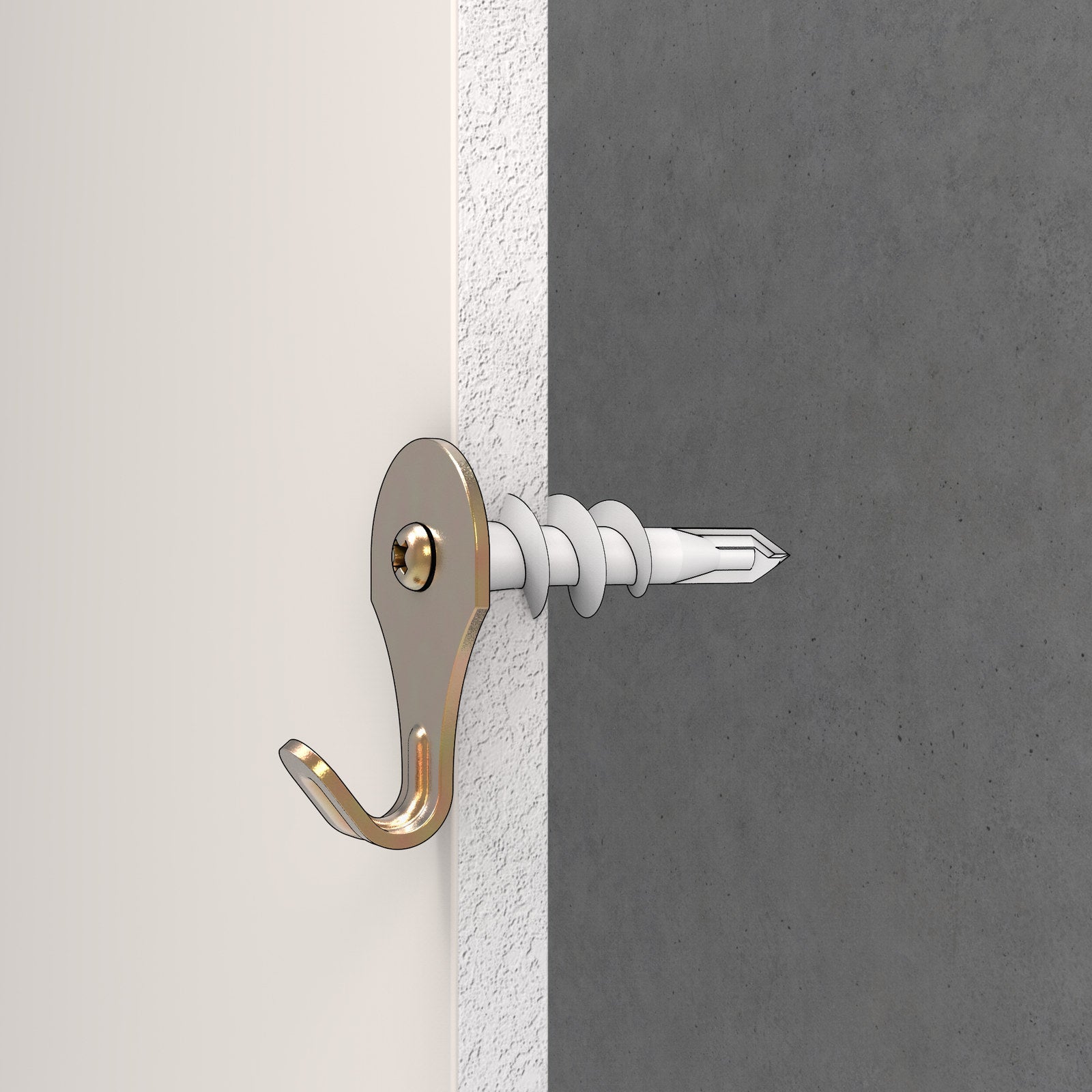 Ramset Mini Nylon WallMate Plasterboard Anchor With Screw and Hook - 4 Pack