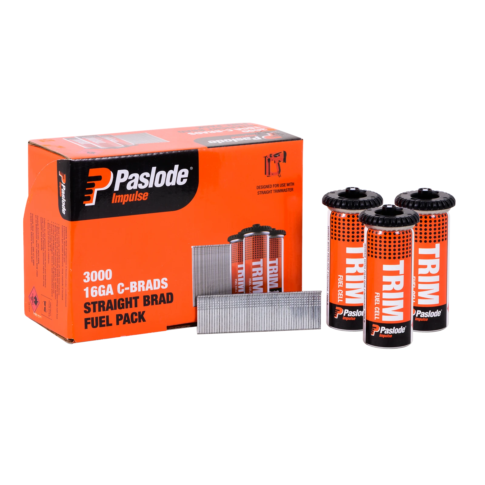 Paslode 65 x 1.6mm C65 Impulse Brad With Fuel - 3000 Pack, Galvanised 16G