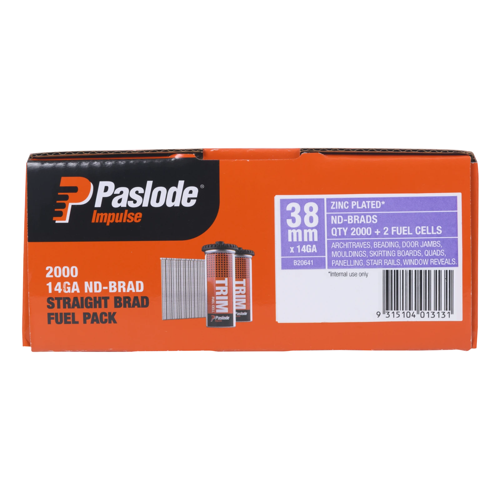 Paslode 14g x 38mm ND Brad With Fuel - 2000 Pack, Electro Galvanised