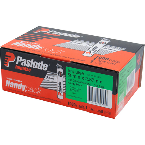 Paslode Impulse 50 x 2.87mm Hot Dipped Galvanised D-Head Nails - 1000 Pack