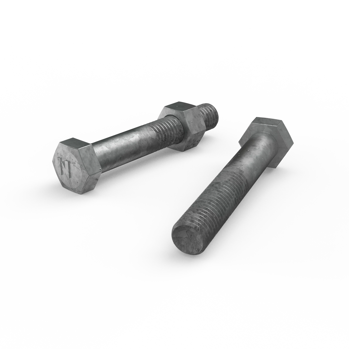 Zenith M12 x 75mm Hot Dip Galvanised Hex Head Bolt & Nut - 4.6 Grade Steel