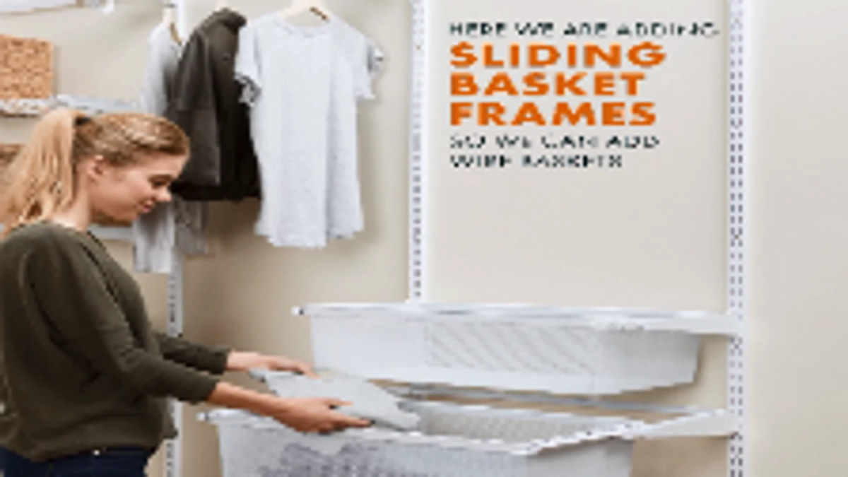 Flexi Storage Home Solutions 600 x 60 x 440mm White Steel Double Slot Sliding Basket Frame