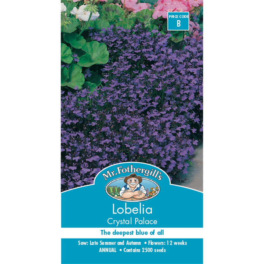 Mr Fothergill's Lobelia Crystal Palace Flower Seeds - Deep Blue Edging Annual, 15cm