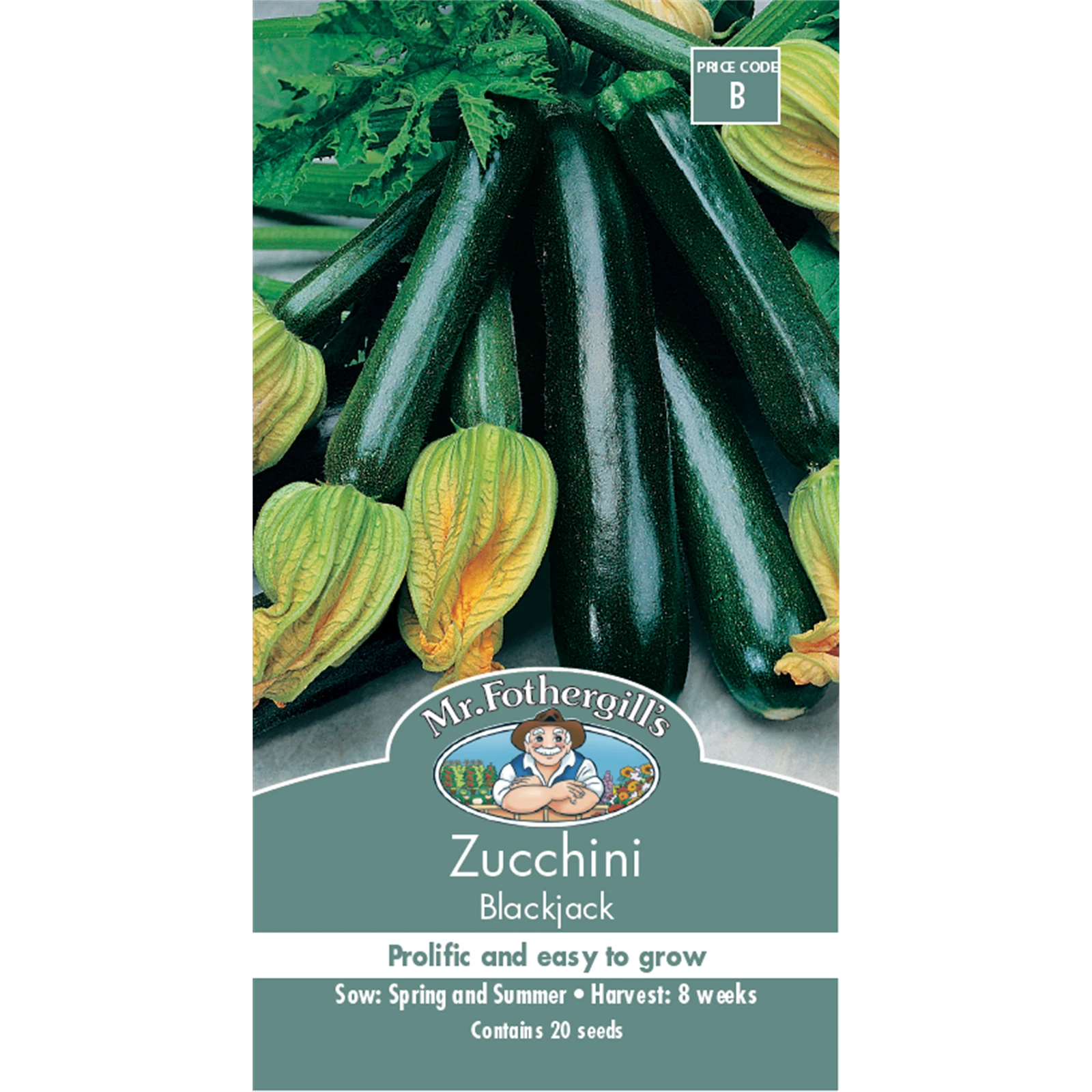 Mr Fothergill's Blackjack Zucchini Seeds - Prolific Dark Green Bush Variety