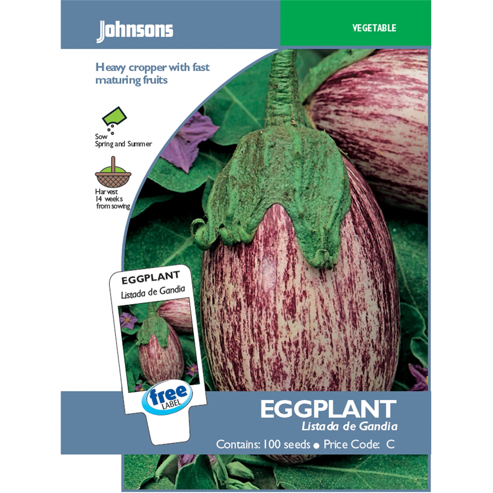 Johnsons Listada Eggplant Vegetable Seeds