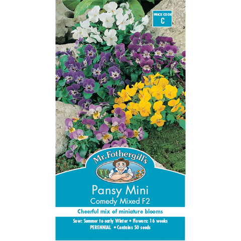 Mr Fothergill's Mini Pansy Flower Seeds Compact Blooms for Beds & Pots