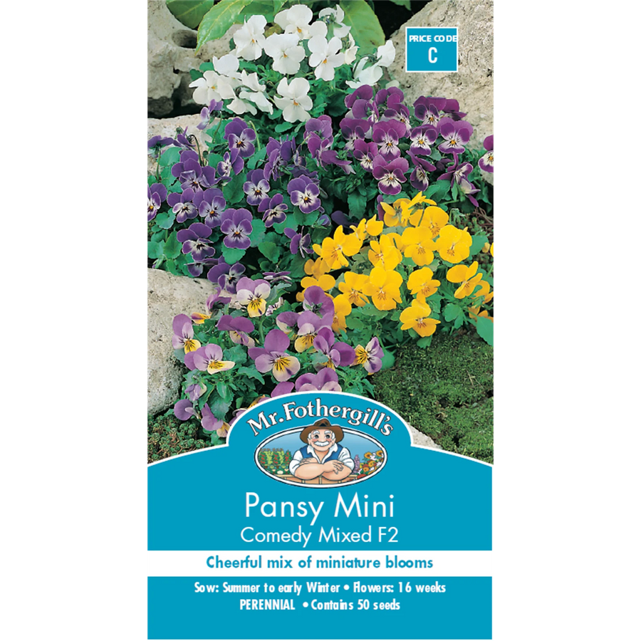 Mr Fothergill's Mini Pansy Flower Seeds Compact Blooms for Beds & Pots