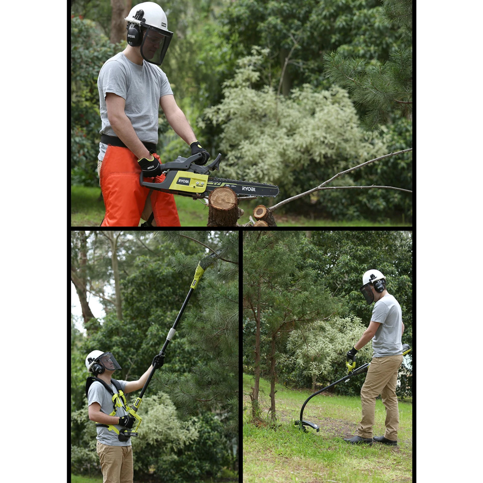 Ryobi Garden Helmet Kit with Visor & Earmuffs, White & Black