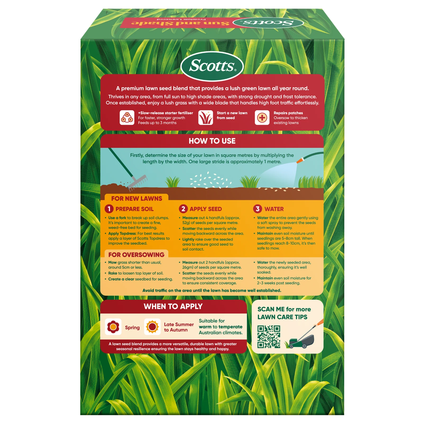 Scotts Lawn Builder 1.3kg Sun & Shade Seed & Feed Lawn Seed, Drought Tolerant, Covers 20sqm