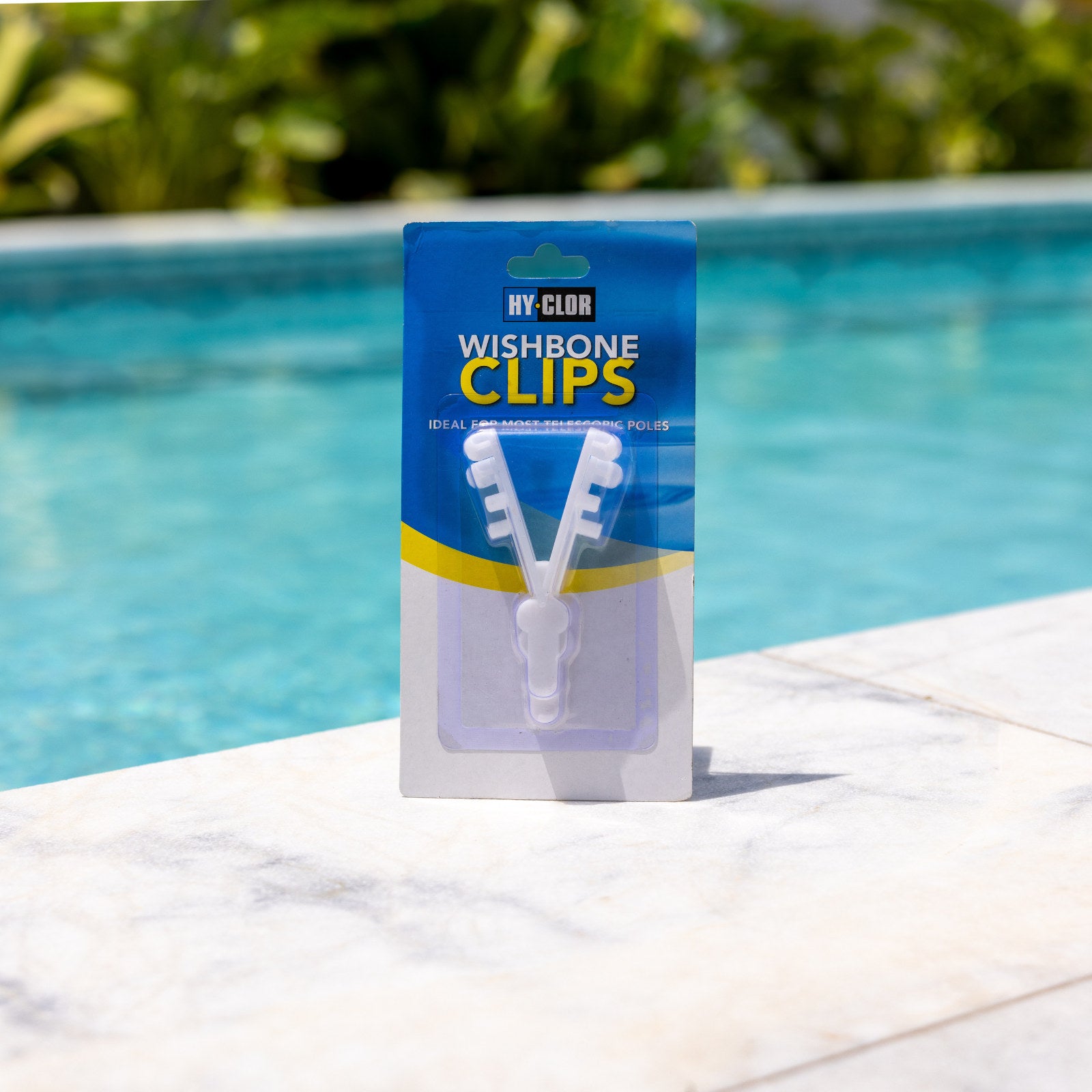 Hy-Clor Wishbone Clips 2 Pack Telescopic Pole Clips Chemical & UV Resistant White