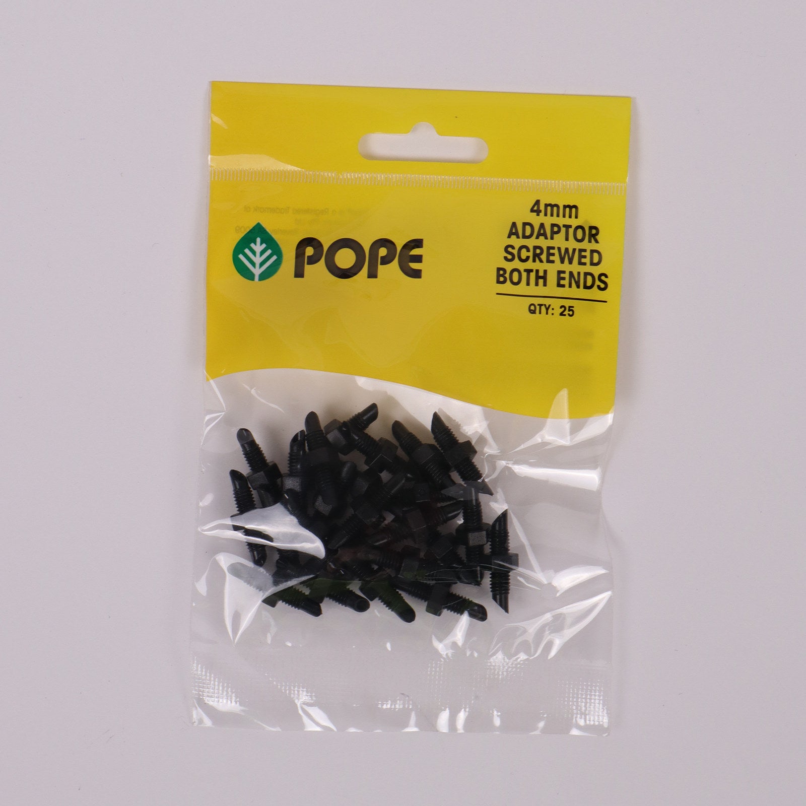 Pope 4mm Adaptor Screwed Both Ends 25 Pack Black Polypropylene