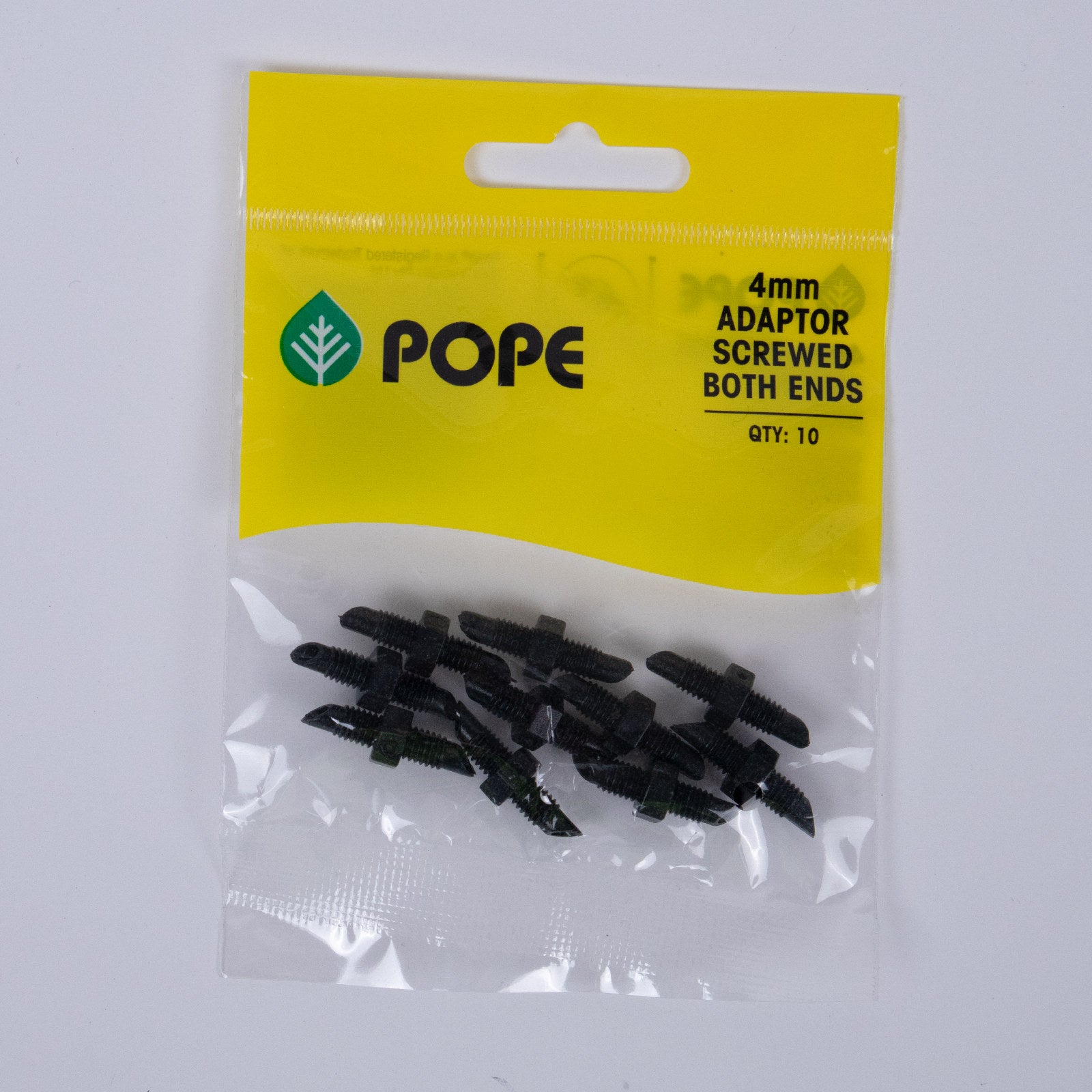 Pope 4mm Adaptor Screwed Both Ends - 10 Pack, Black Polypropylene, Above Ground