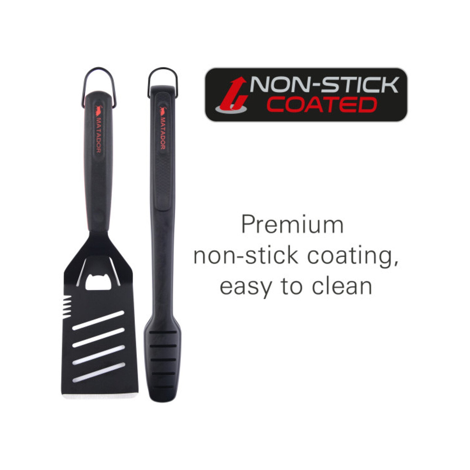 Matador Black Non-Stick BBQ Tool Set - 2 Piece Stainless Steel Tongs & Spatula