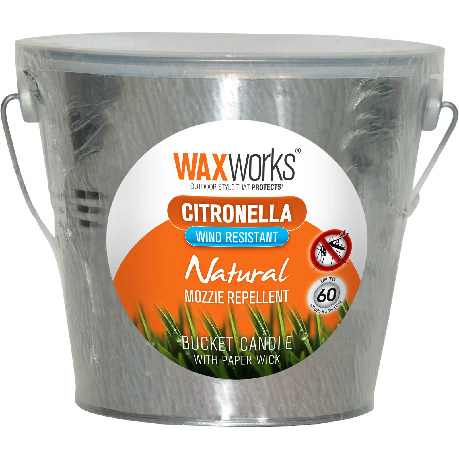 Waxworks Citronella Bucket Candle - Galvanised Metal Outdoor