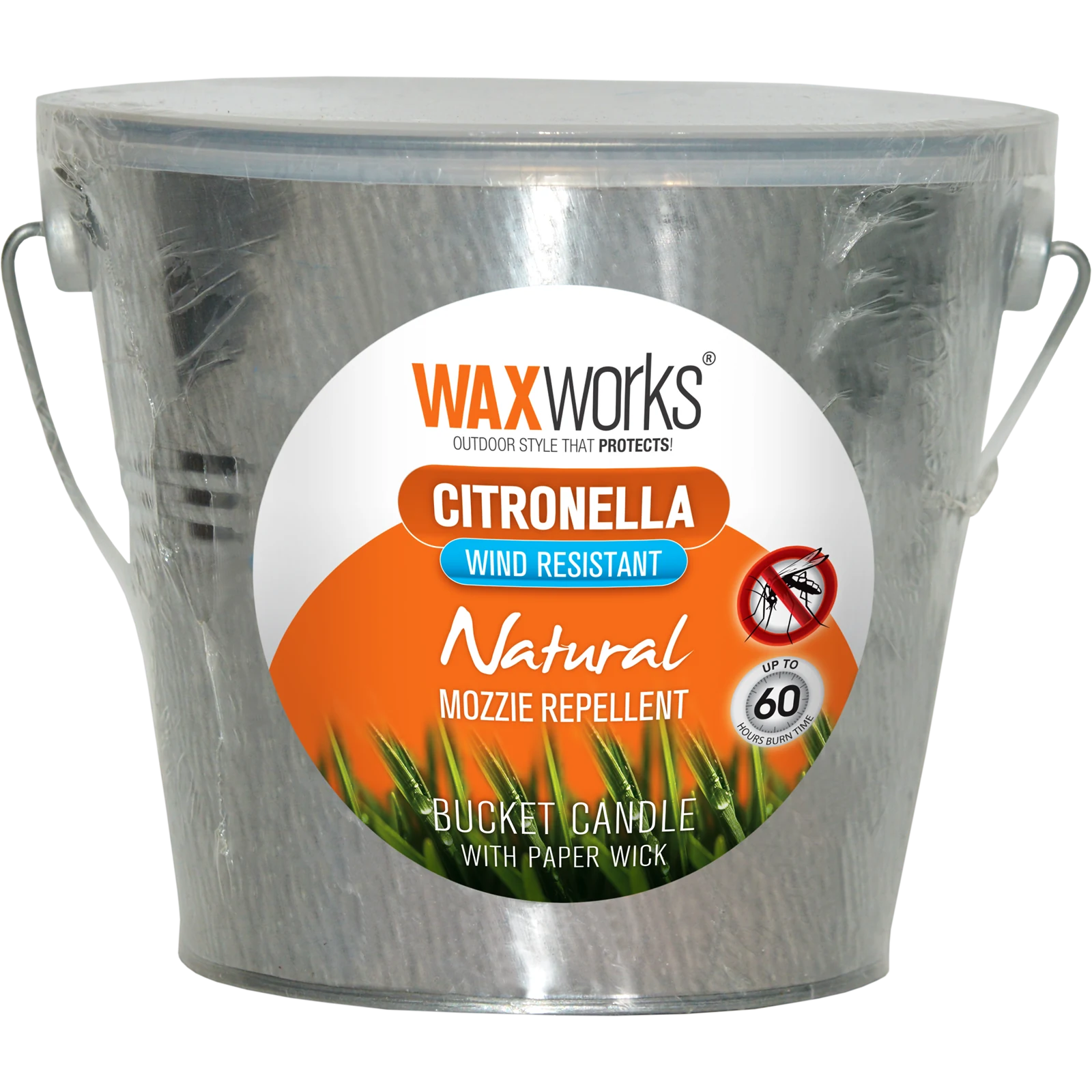 Waxworks Citronella Bucket Candle - Galvanised Metal Outdoor