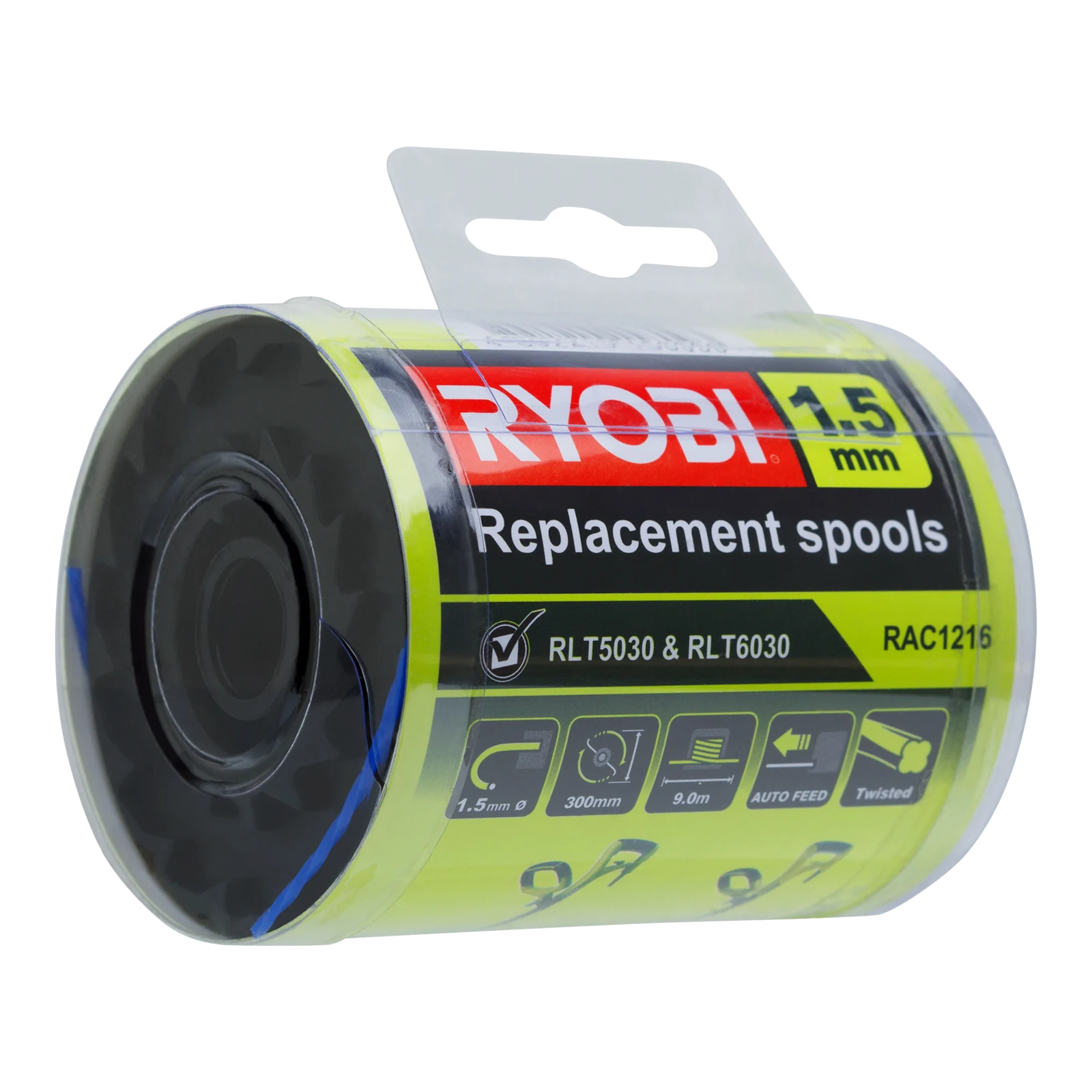 Ryobi 1.5mm Replacement Trimmer Spool, 3 Pack, Suits RLT5030 and RLT6030 RAC1216