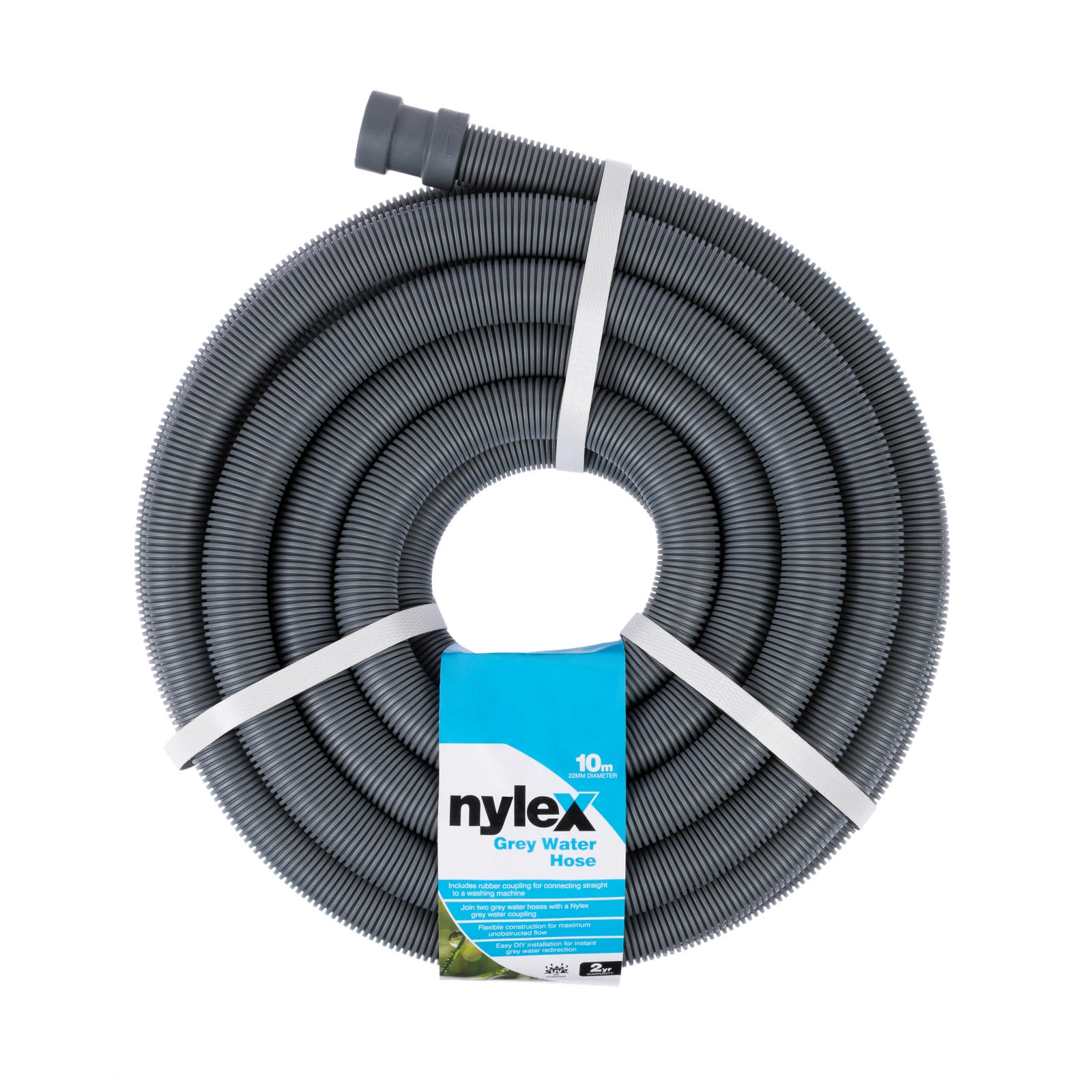 Nylex 22mm x 10m Grey Water Chief Hose, Flexible Polypropylene, Indoor Outdoor
