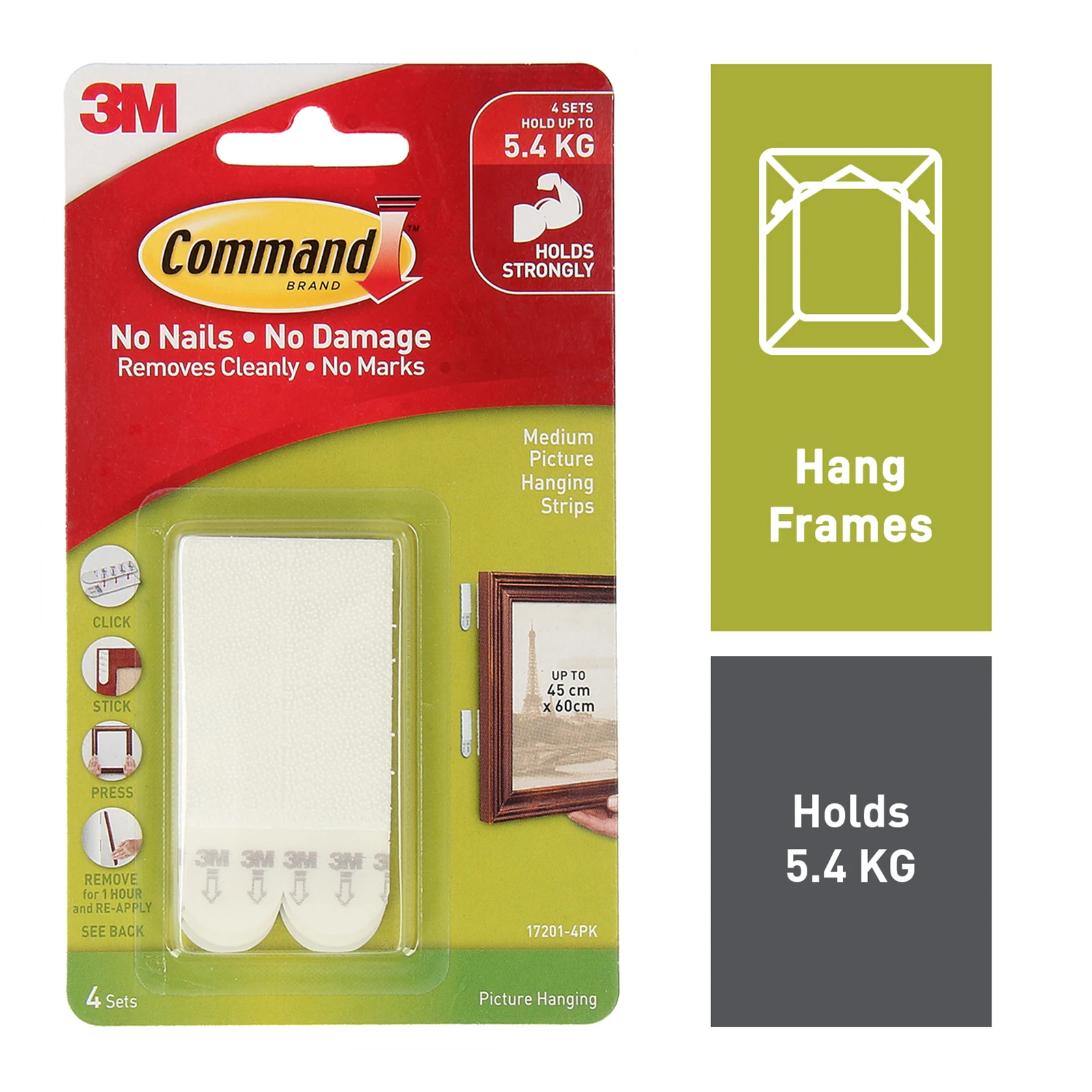 Command Medium White Picture Hanging Strips - 4 Pack, Damage-Free