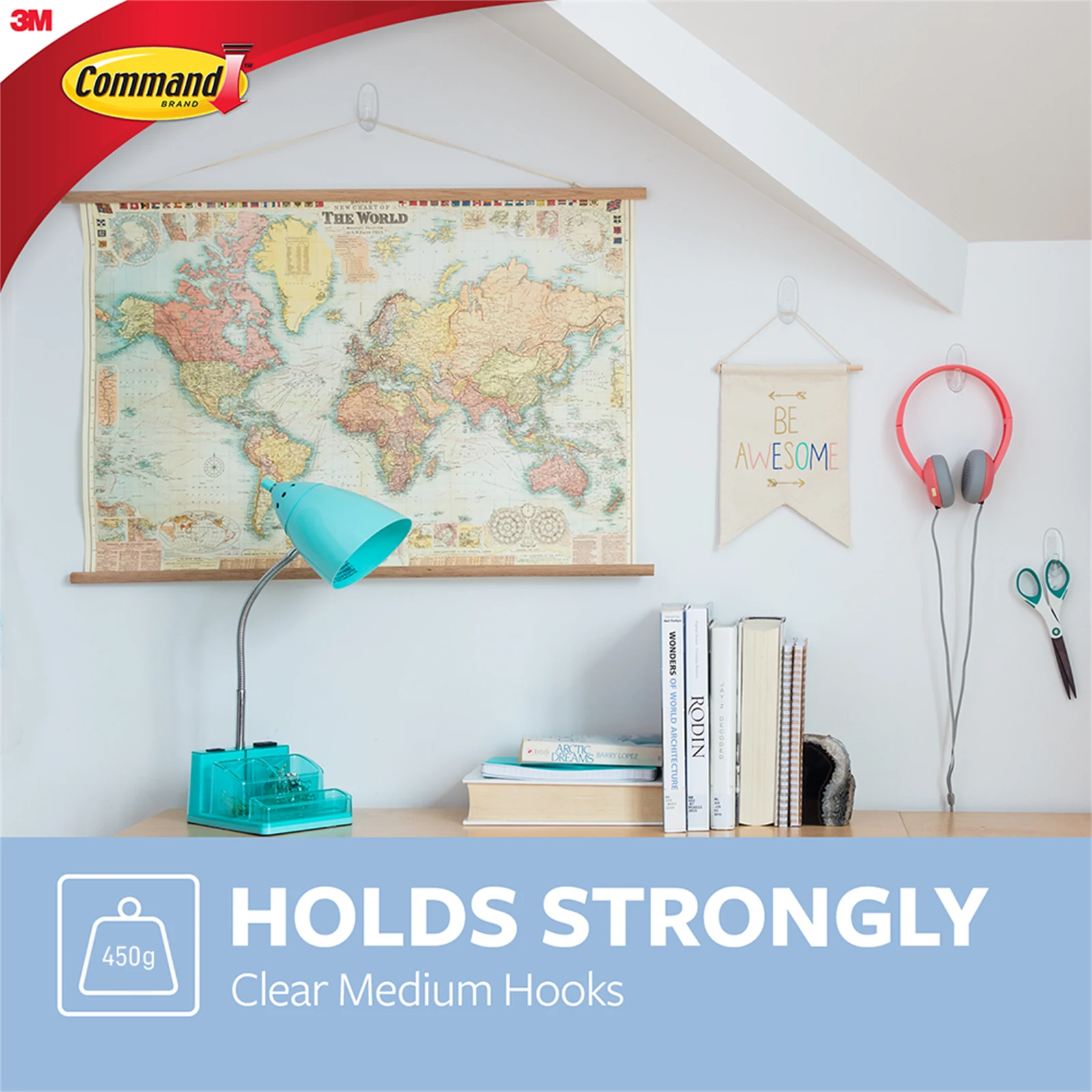 Command Small Clear Adhesive Wall Hooks - 2 Pack, Damage-Free