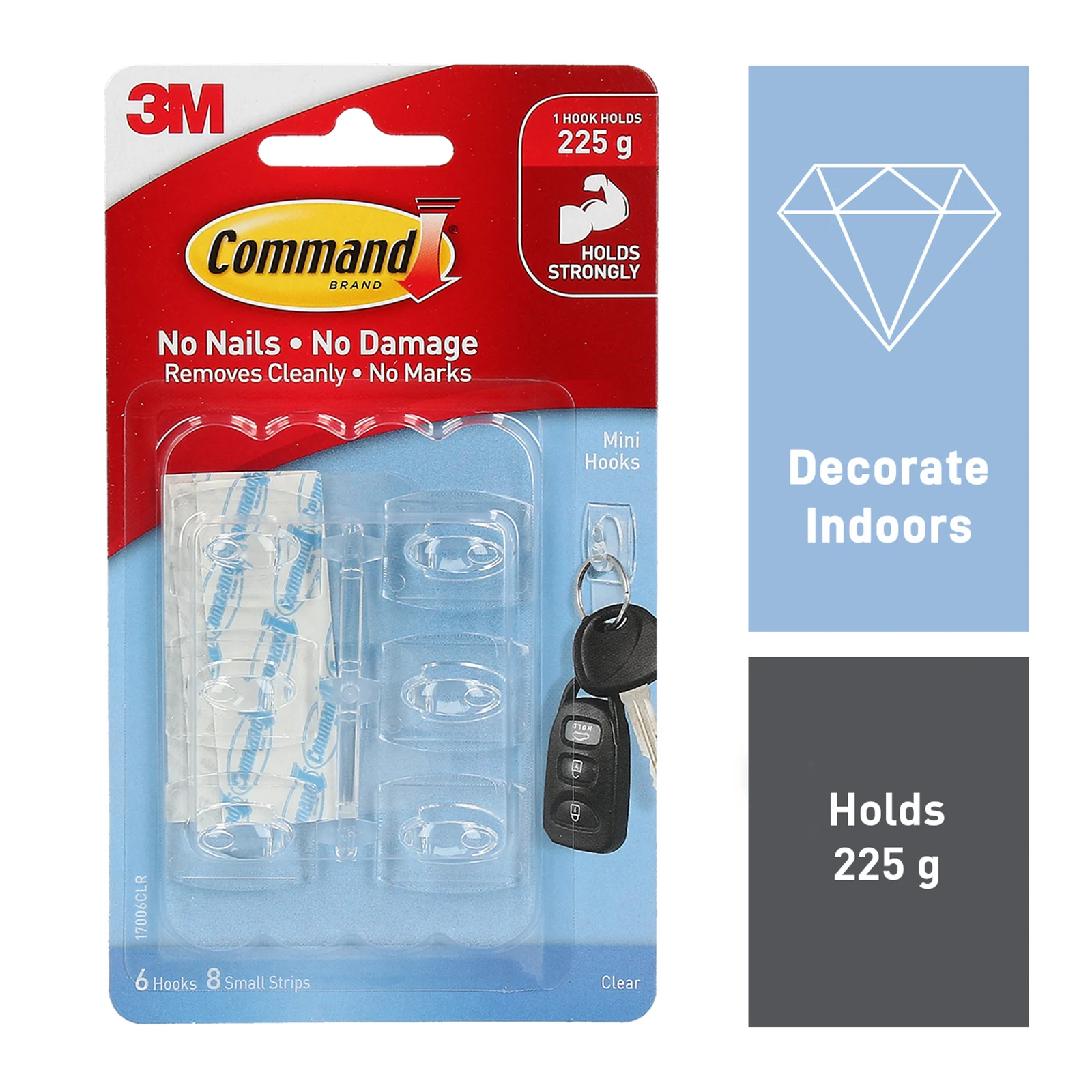 Command Mini Clear Adhesive Hooks - 6 Pack