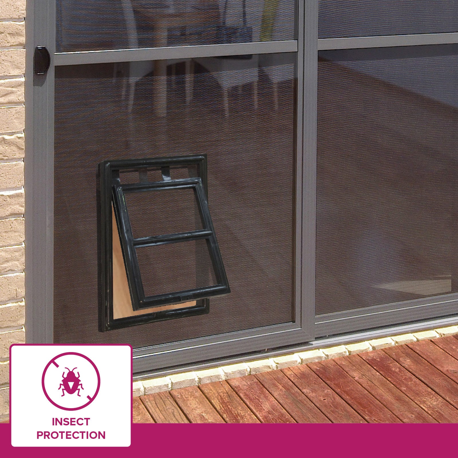 Pillar Products 202 x 254mm Black Polypropylene Flyscreen Pet Door - Medium