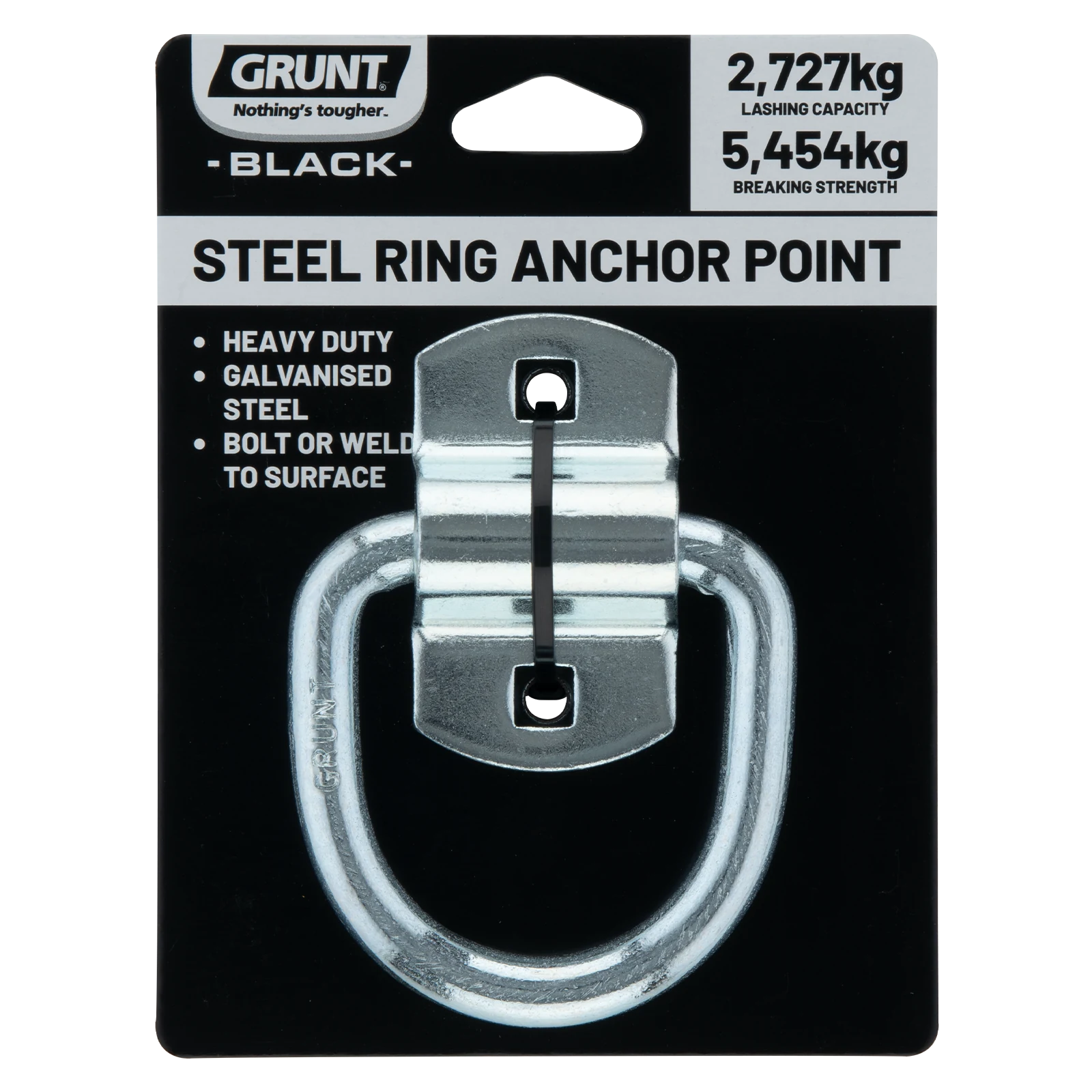 Grunt Heavy Duty Ring Anchor Point, Galvanised Steel, Silver