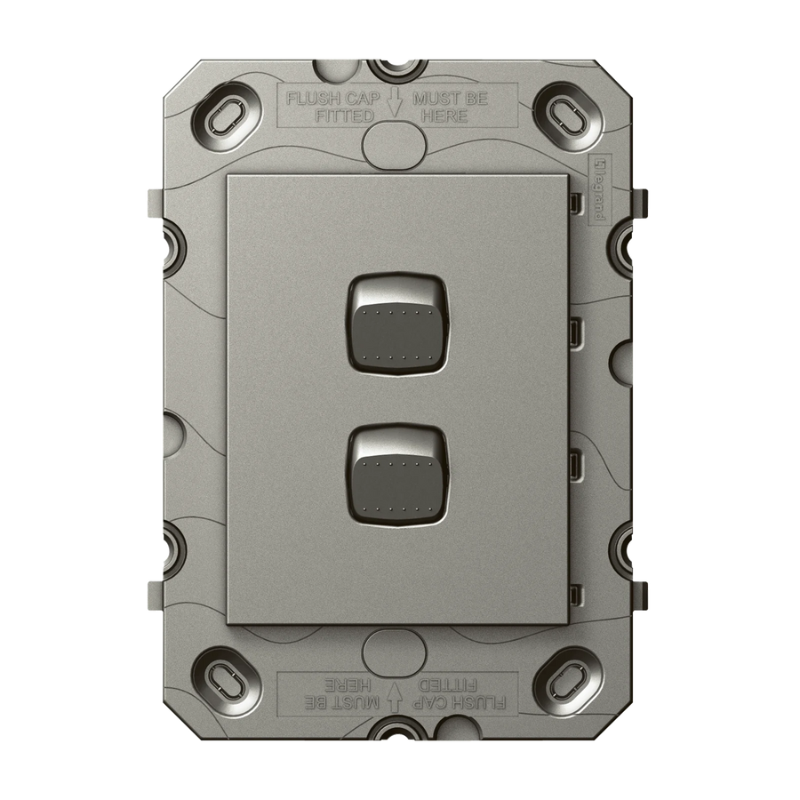 HPM ARTEOR 2 Gang Wall Switch Grid Only 240V Magnesium CDAR770/2MGN