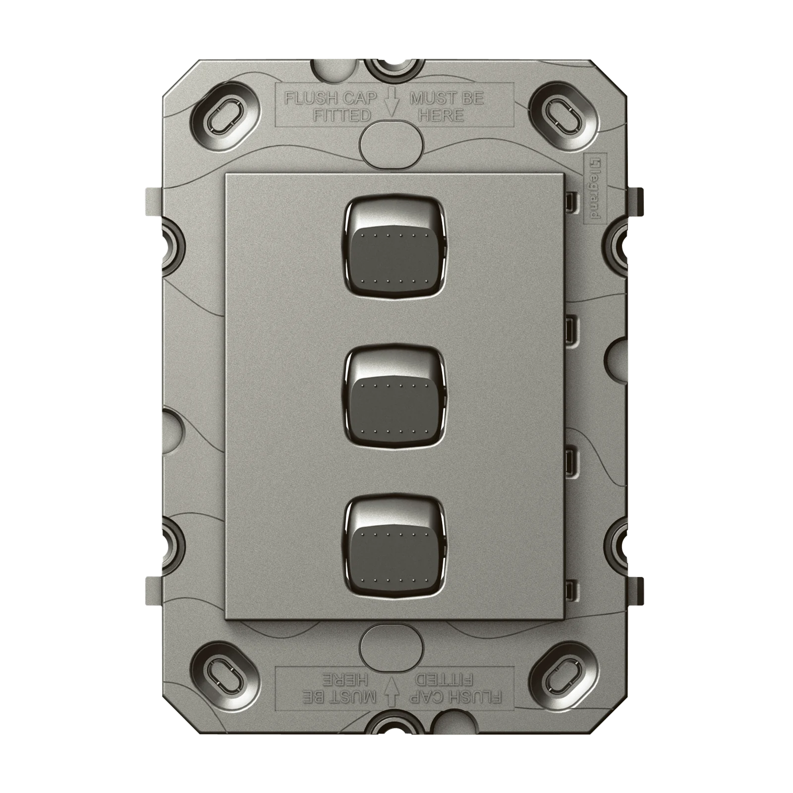 HPM ARTEOR 3 Gang Wall Switch Grid Magnesium 240V Polycarbonate