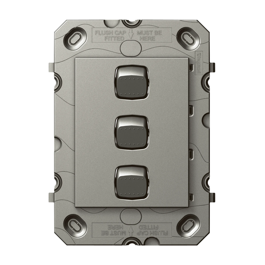 HPM ARTEOR 3 Gang Wall Switch Grid Magnesium 240V Polycarbonate