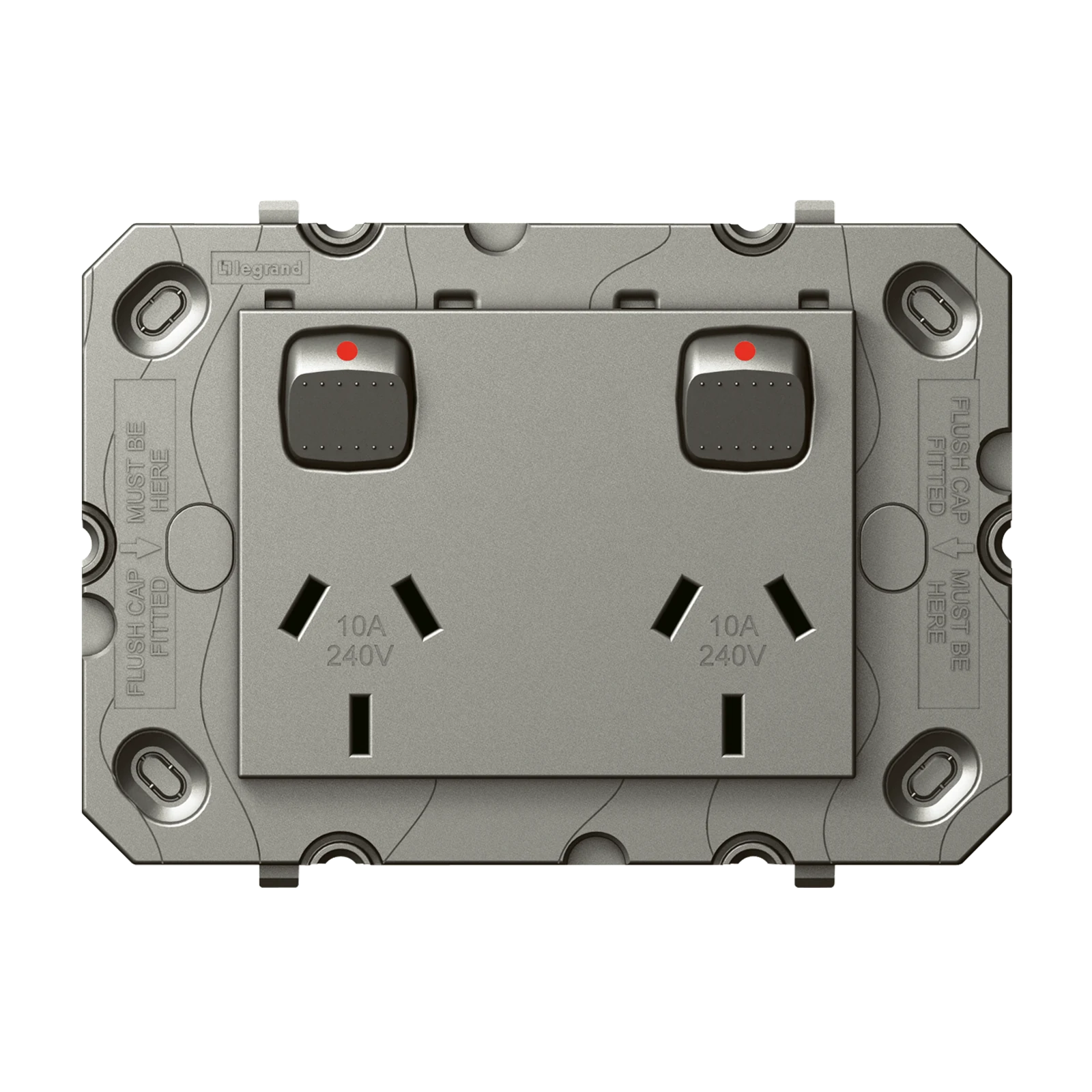 HPM ARTEOR Double Powerpoint Grid Only 10A 240V Magnesium CDAR777MGN