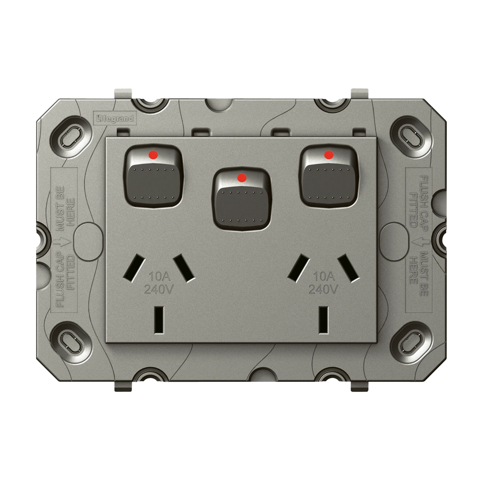 HPM ARTEOR Double Power Point With Extra Switch Grid Magnesium 10A 240V