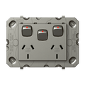 HPM ARTEOR Double Power Point With Extra Switch Grid Magnesium 10A 240V