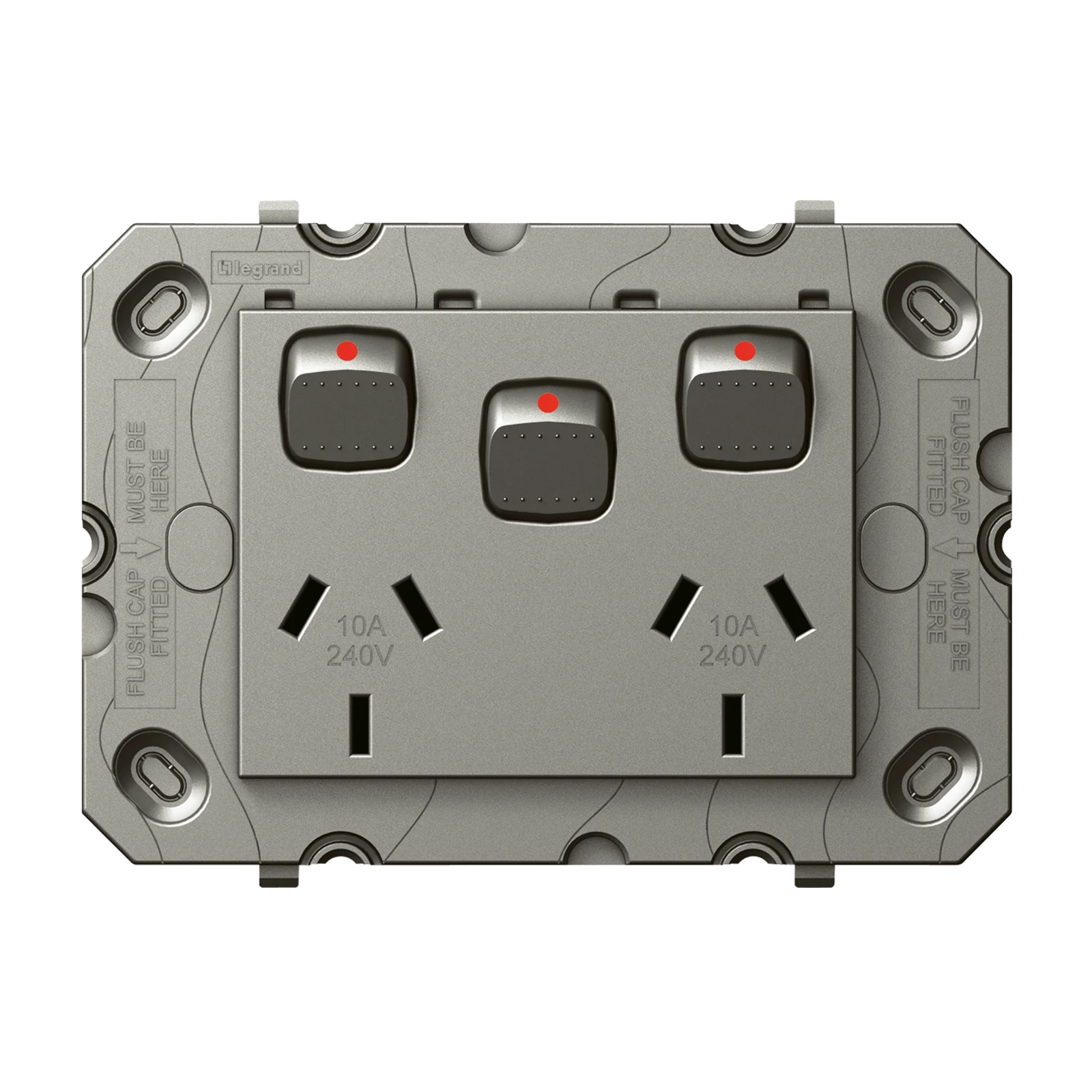 HPM ARTEOR Double Power Point With Extra Switch Grid Magnesium 10A 240V