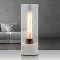 Verve Design Abel Table Lamp ATL738, Concrete Base with Glass Cylinder Shade, Inline Switch