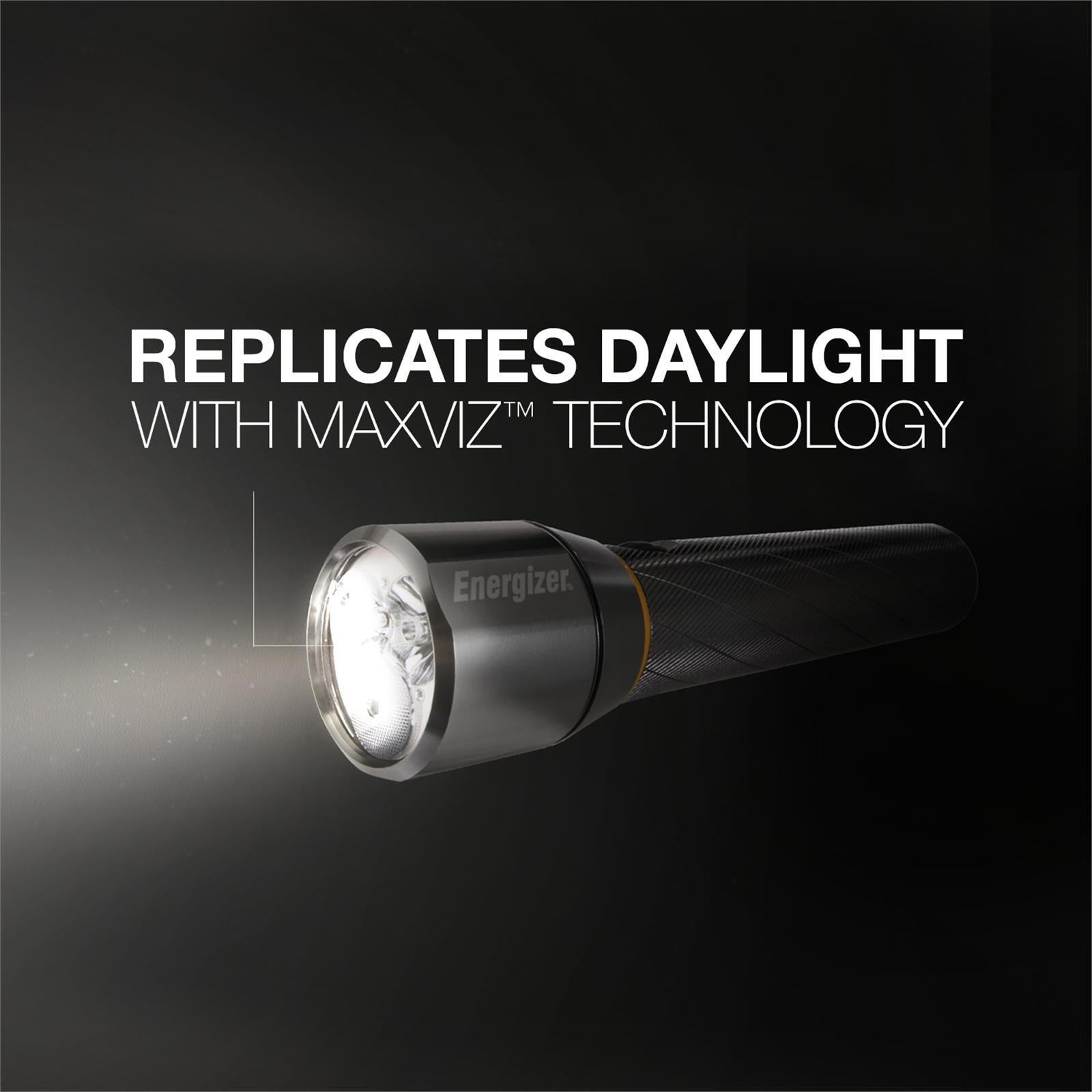 Energizer Vision HD 1500 Lumen Metal LED Torch, 230m Beam, Digital Focus & Strobe, Silver (PMHH61)
