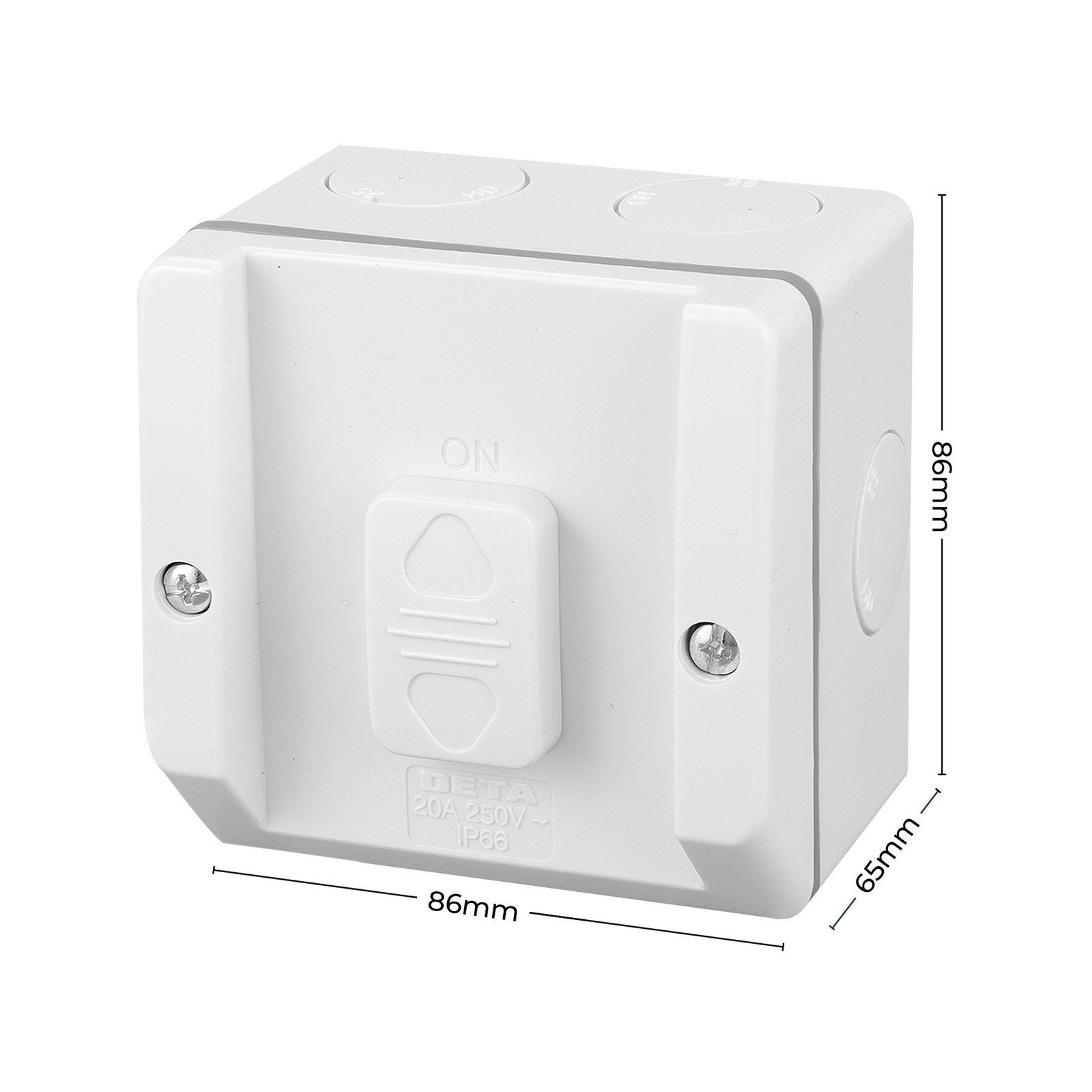 DETA Single Weatherproof Switch - Light Grey Polycarbonate Outdoor 20A 240V IP Rated